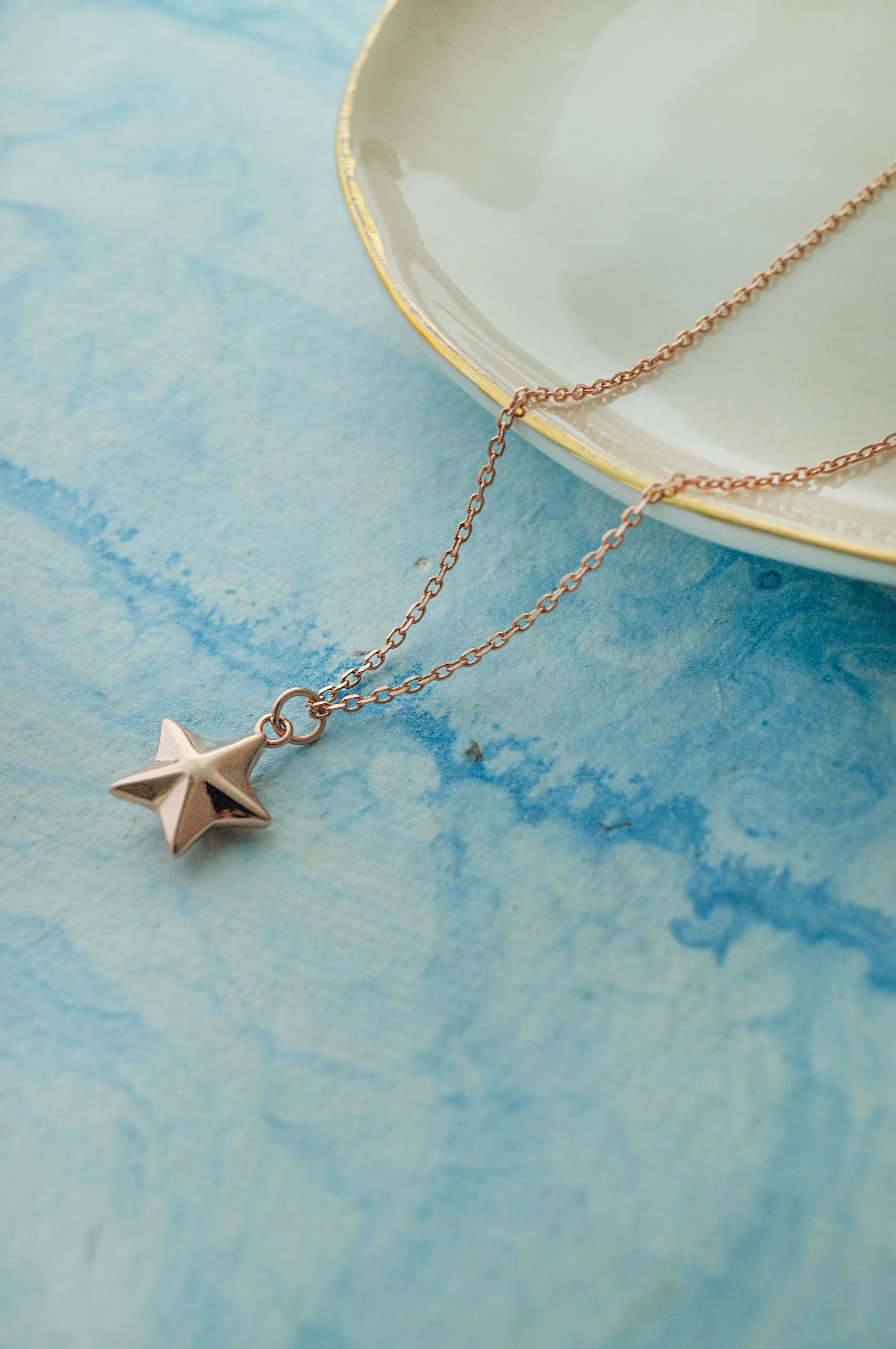 Cool Star Rose Gold Plated Sterling Silver Chain Necklace