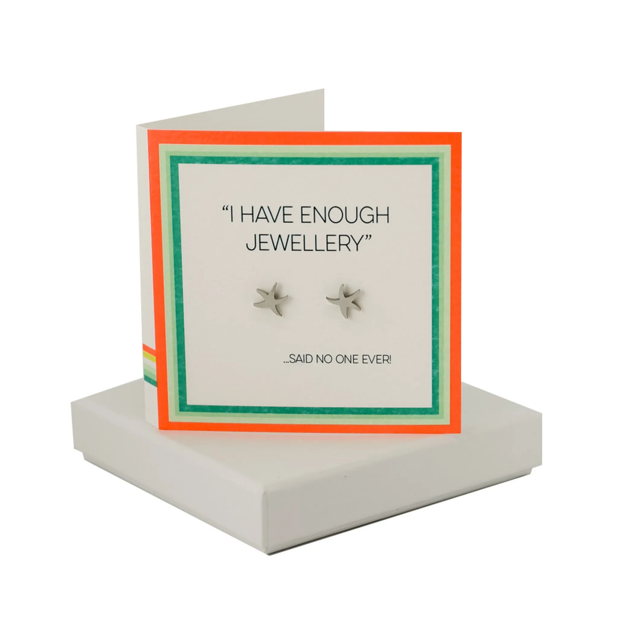 Coral And Mint Enough Jewellery Card - Starfish Earrings