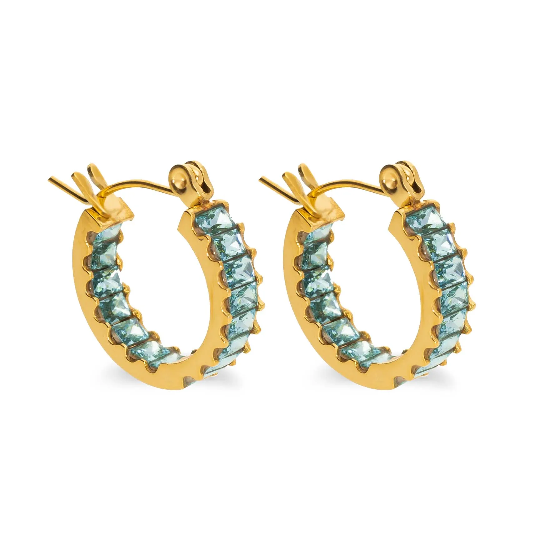 Coral earring aqua gold