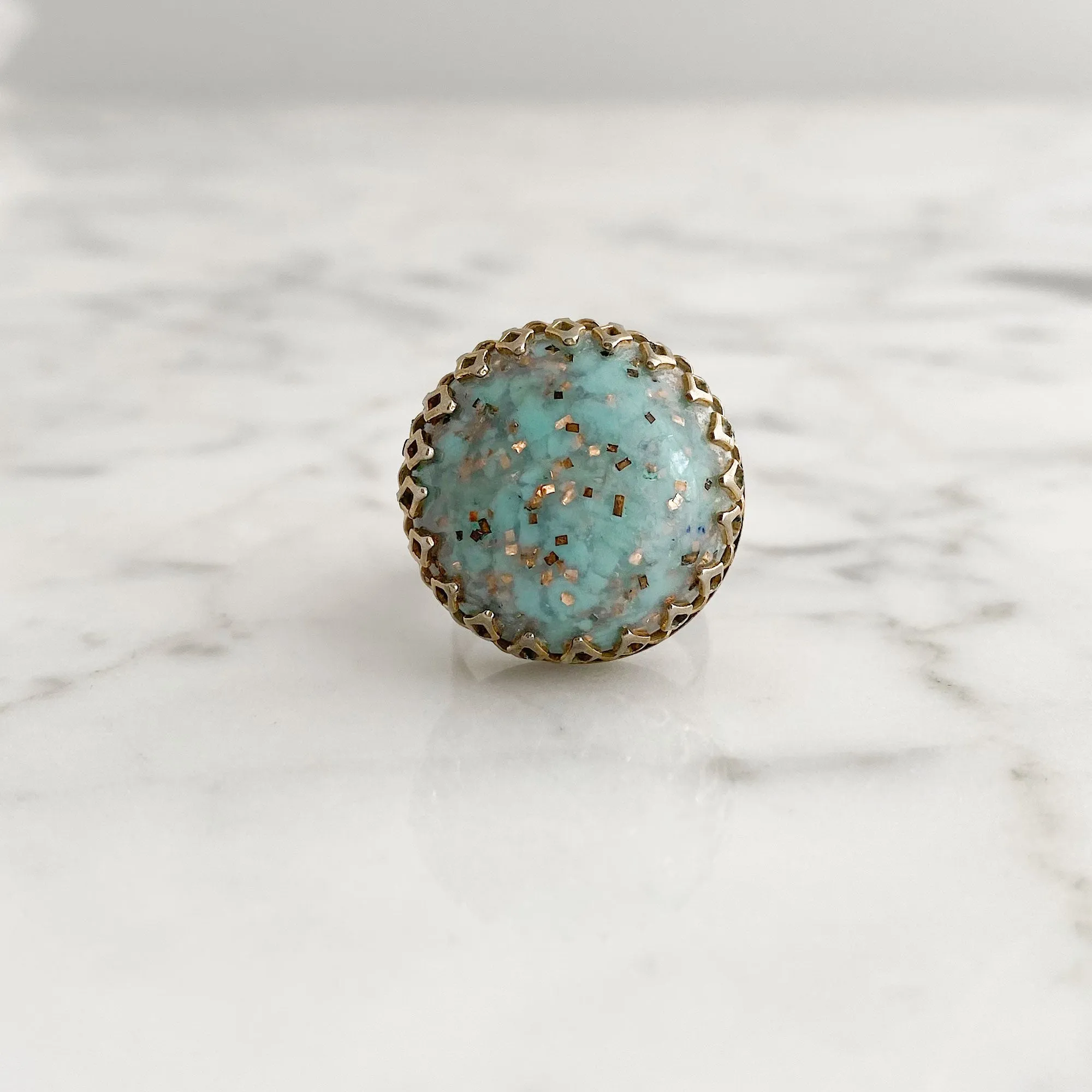 CRAWFORD teal confetti cocktail ring