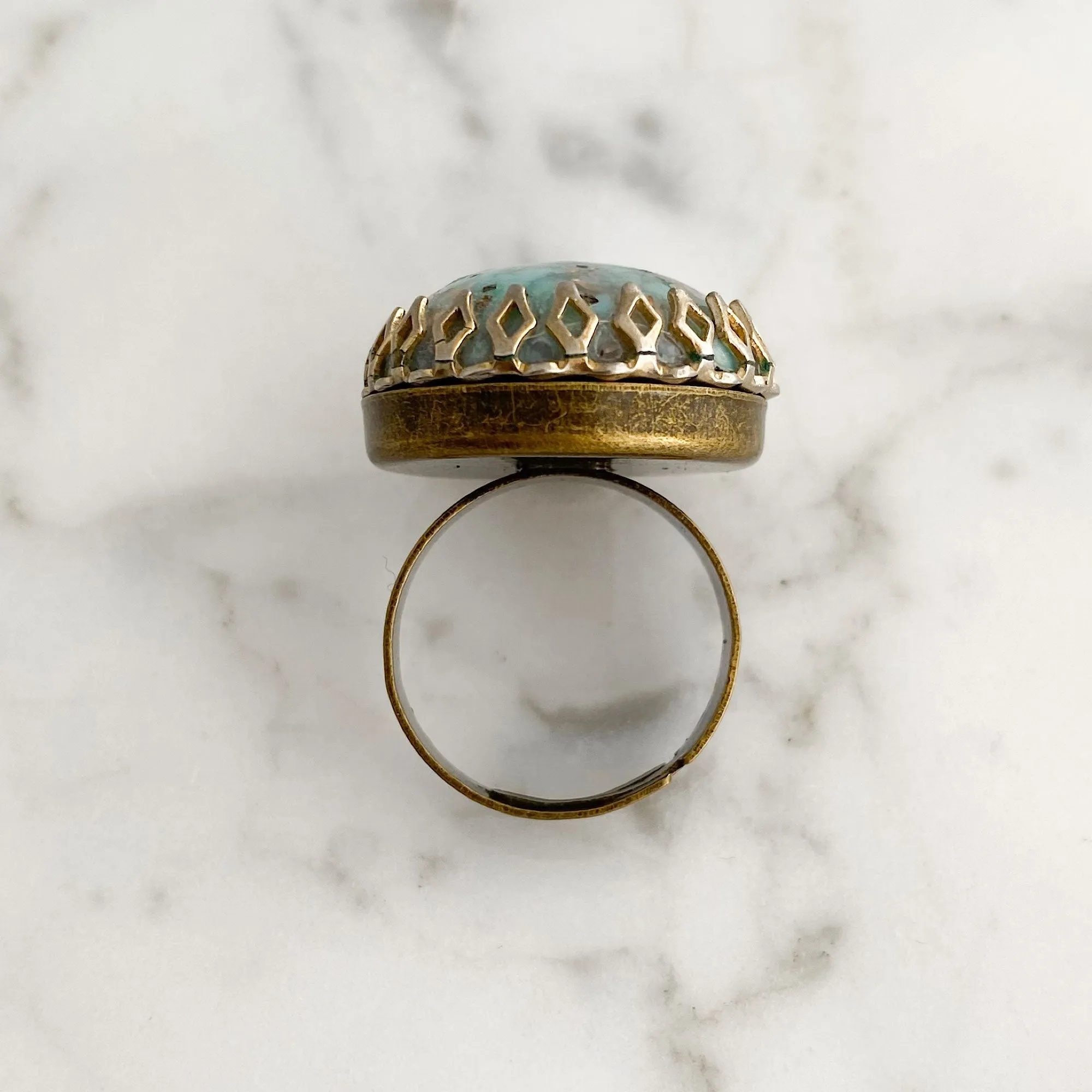 CRAWFORD teal confetti cocktail ring