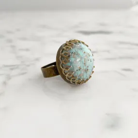 CRAWFORD teal confetti cocktail ring