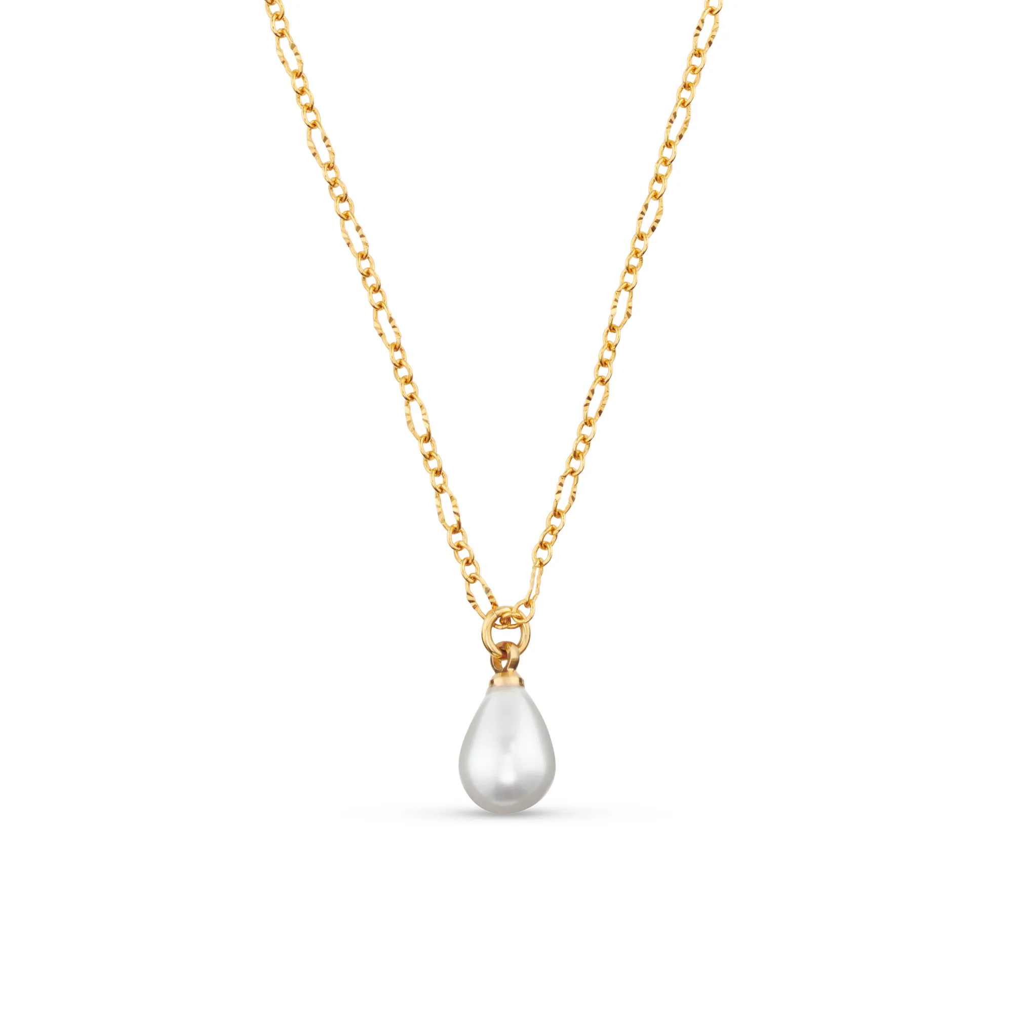 Dainty Peardrop Pearl Necklace - Gold