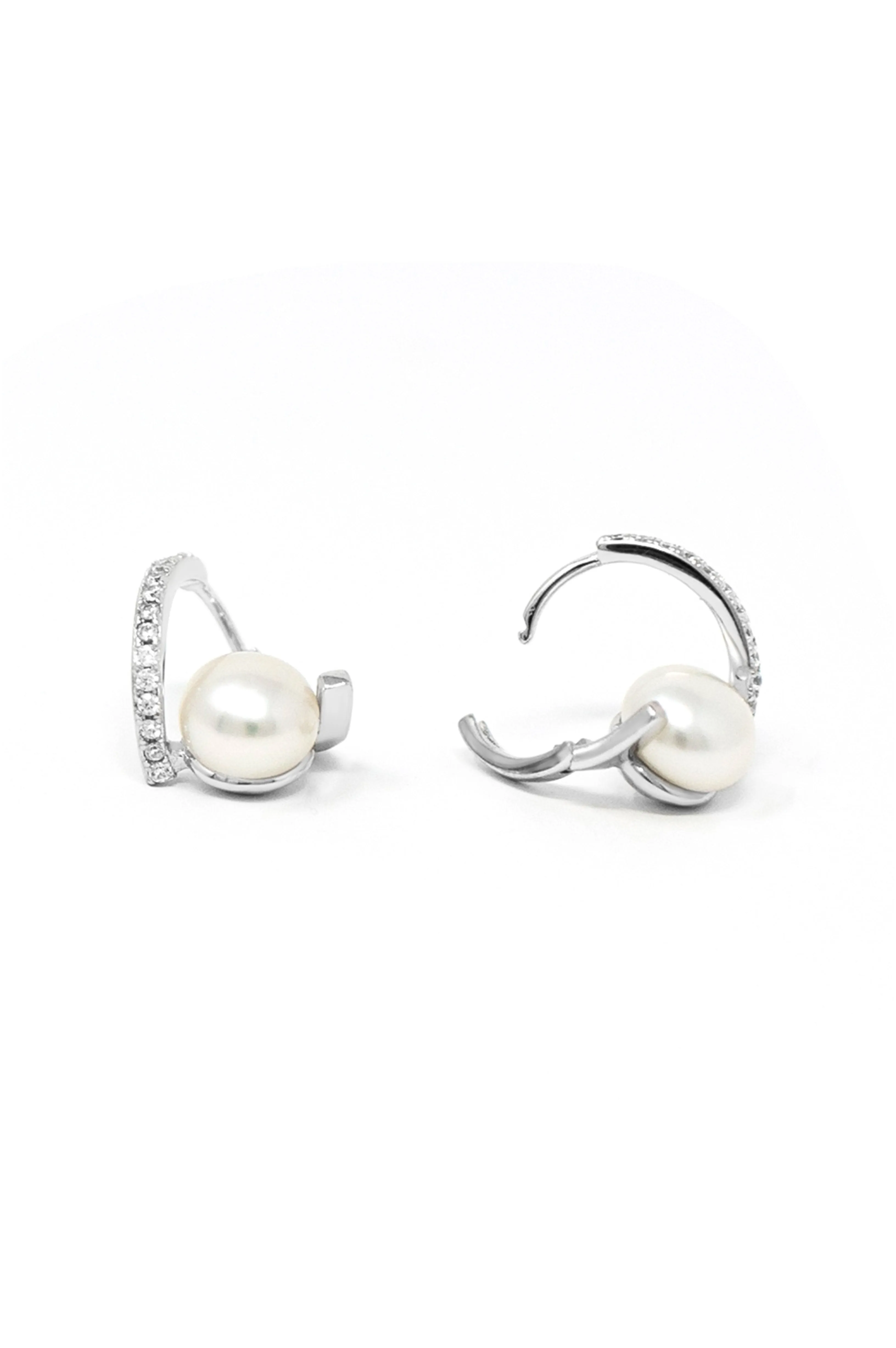 Dance Away With A Pearl Sterling Silver Hoop