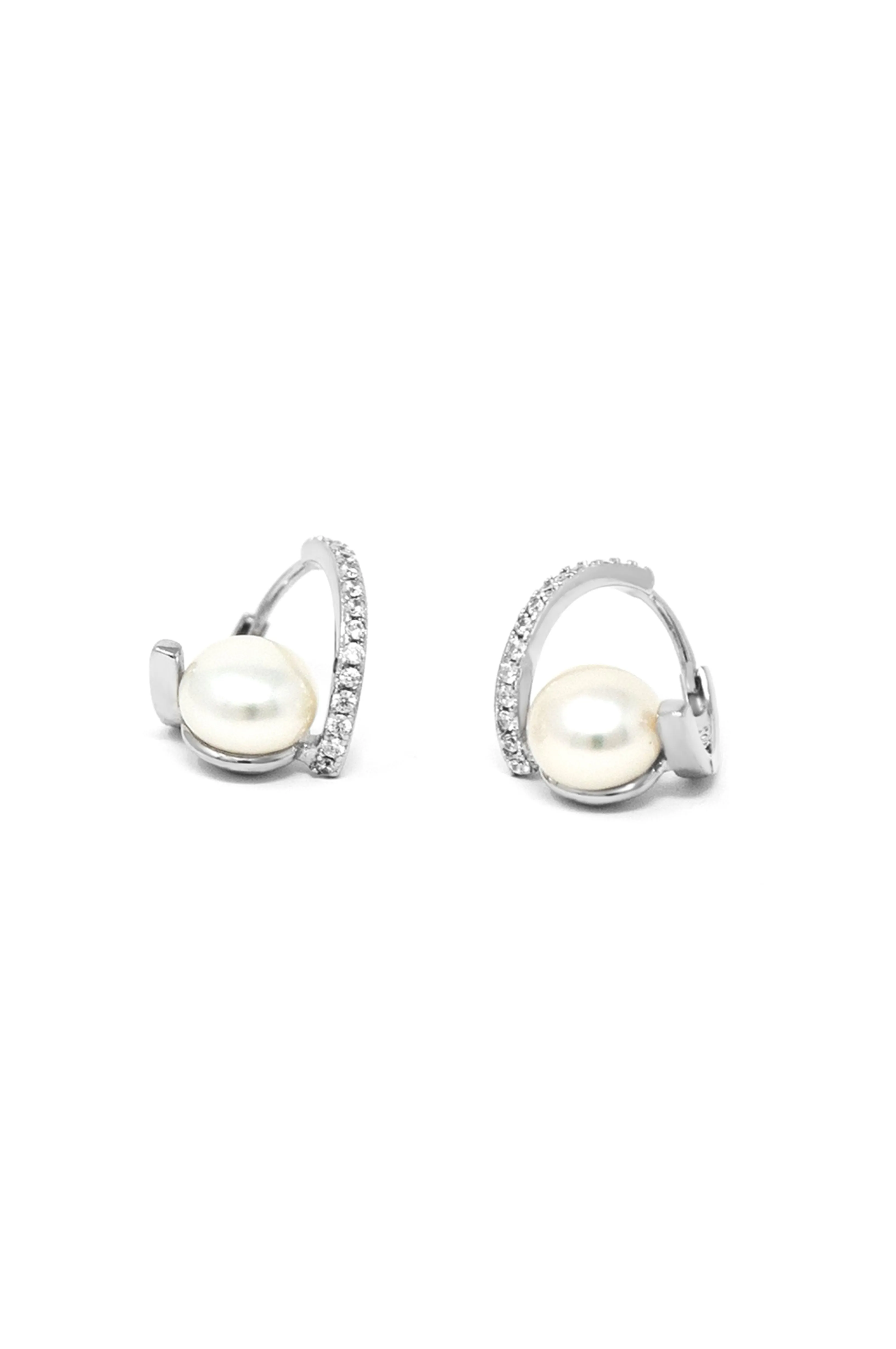 Dance Away With A Pearl Sterling Silver Hoop