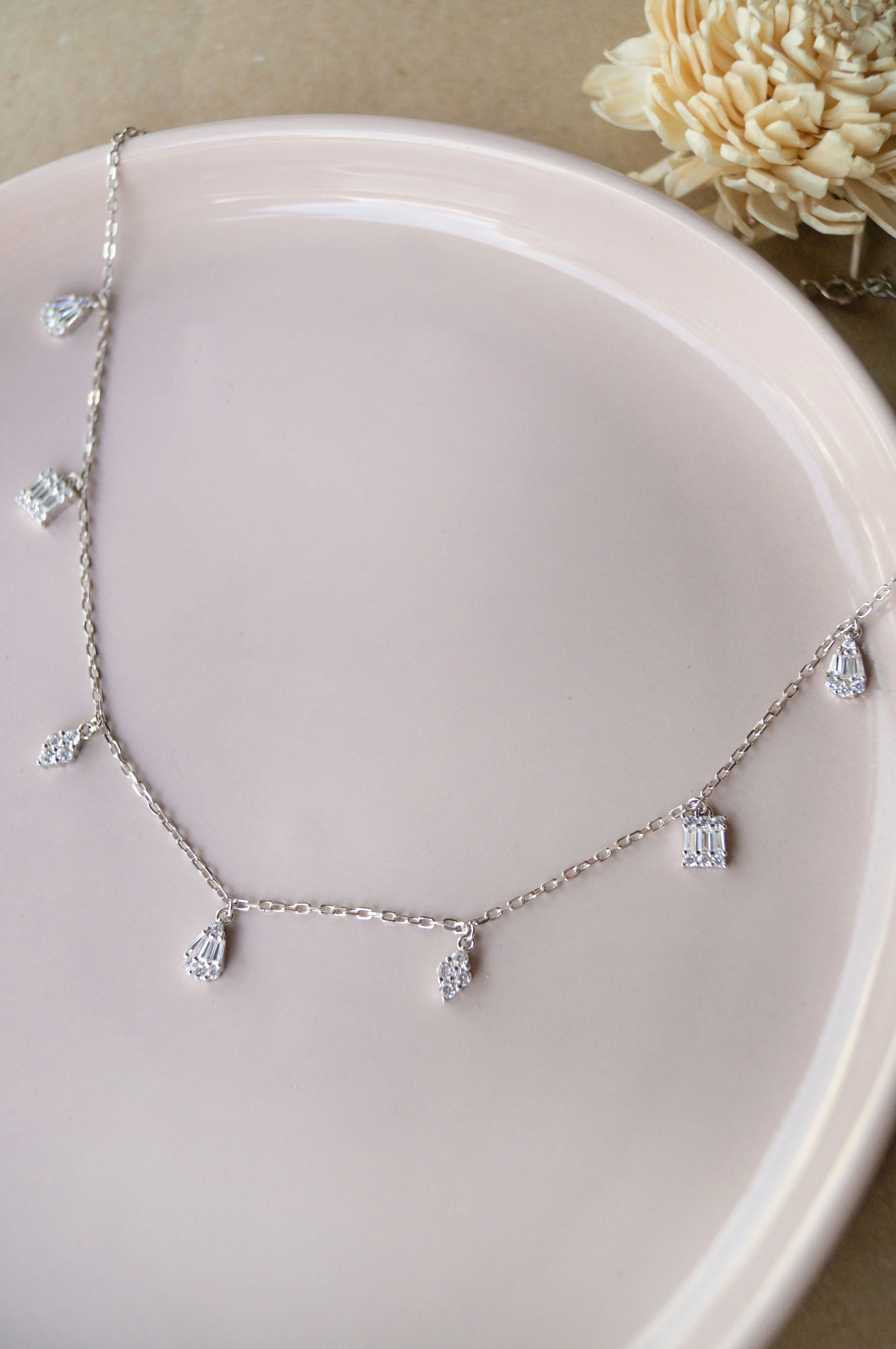 Dancing Clusters Sterling Silver Charm Necklace