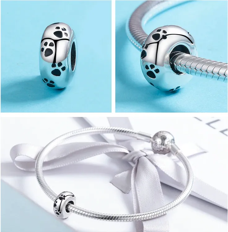 Dog Paws Bead Sterling Silver