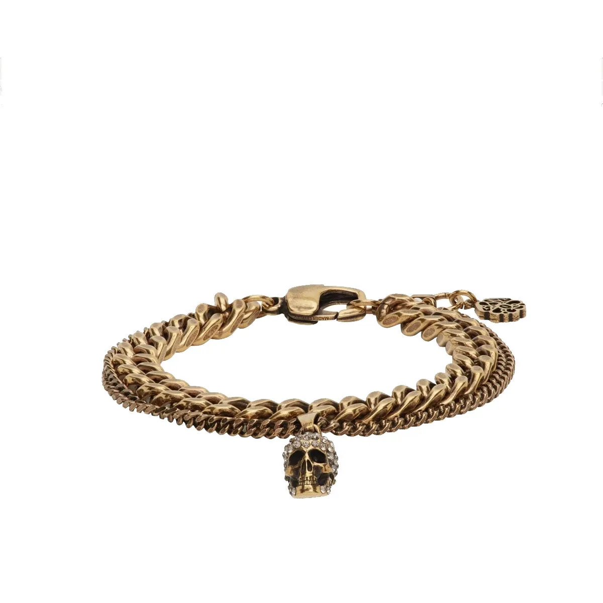 Double Chain Skull Bracelet, Gold