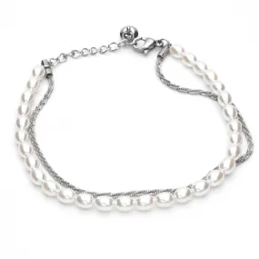 Double Layered Women's Bracelet - Silver