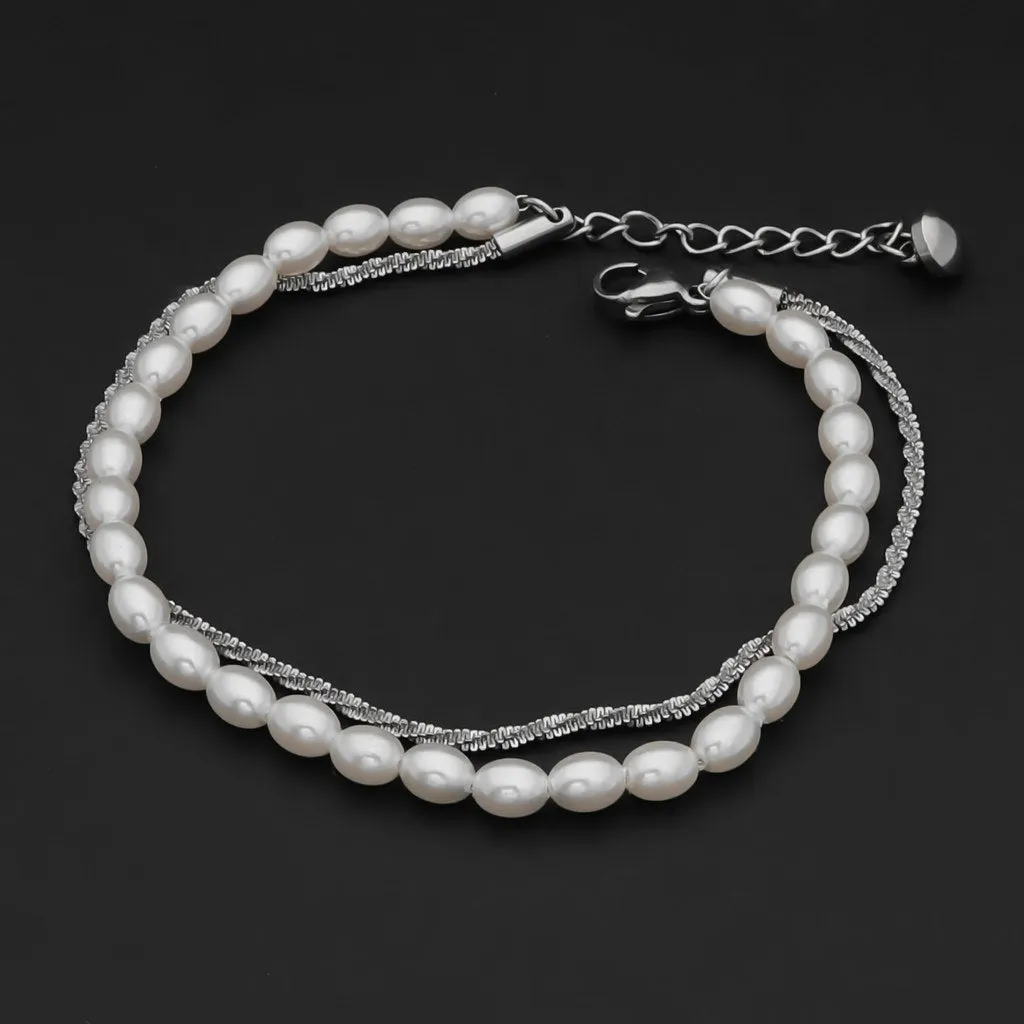 Double Layered Women's Bracelet - Silver