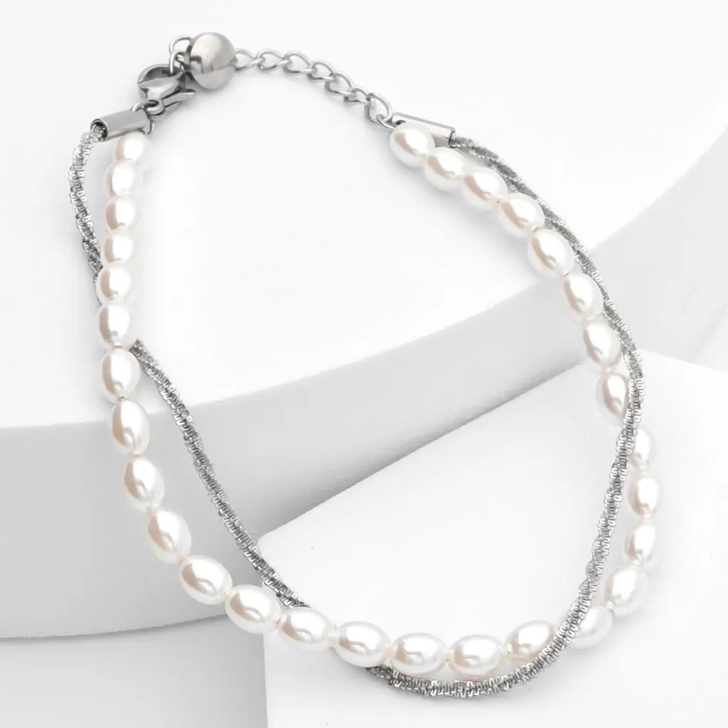 Double Layered Women's Bracelet - Silver