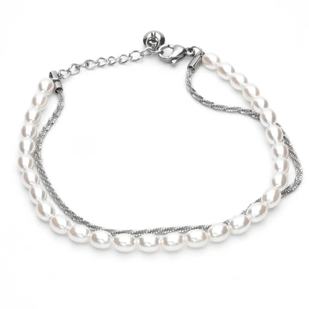 Double Layered Women's Bracelet - Silver