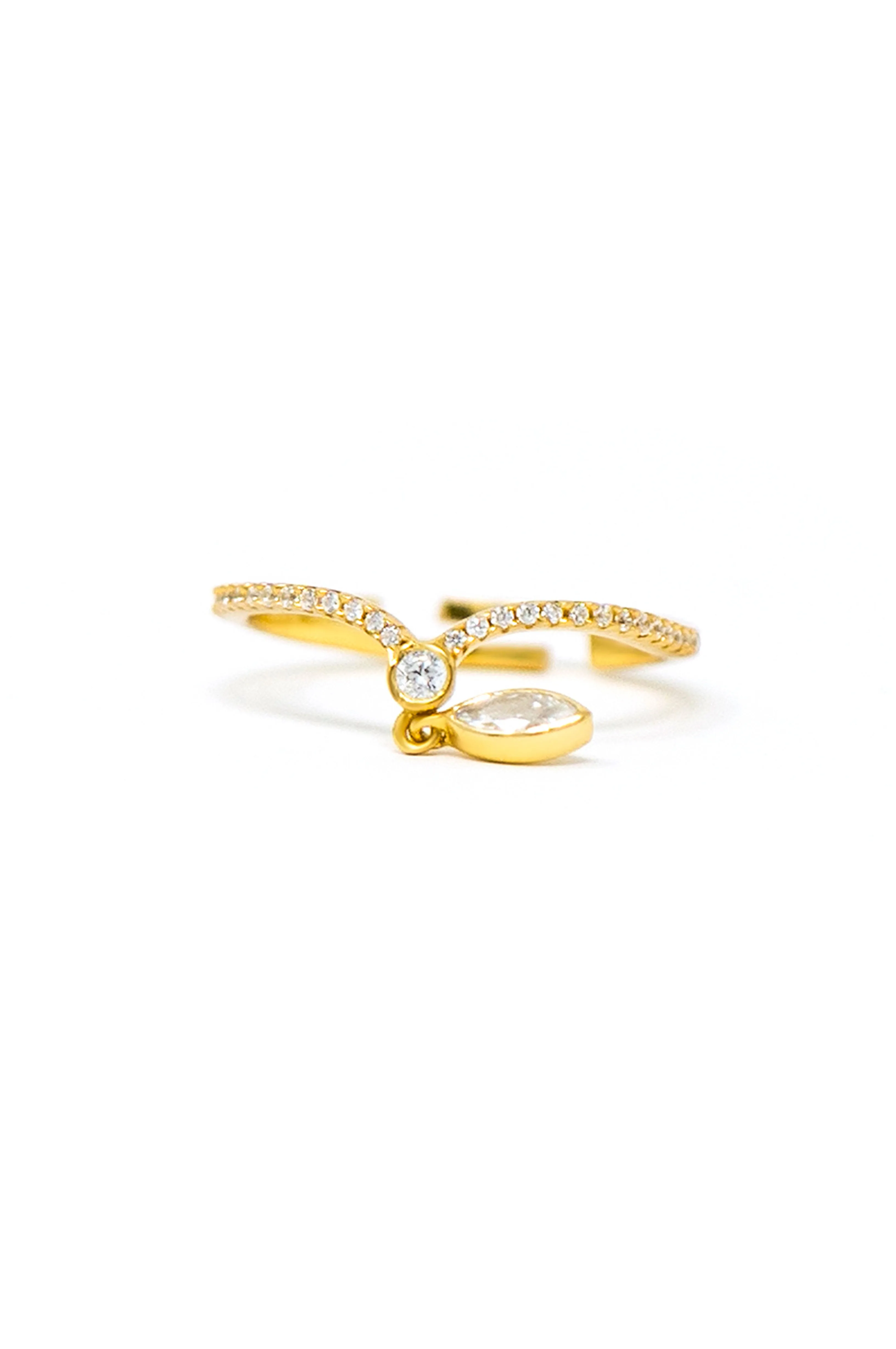 Elegantly Charming Gold Plated Sterling Silver Adjustable Ring