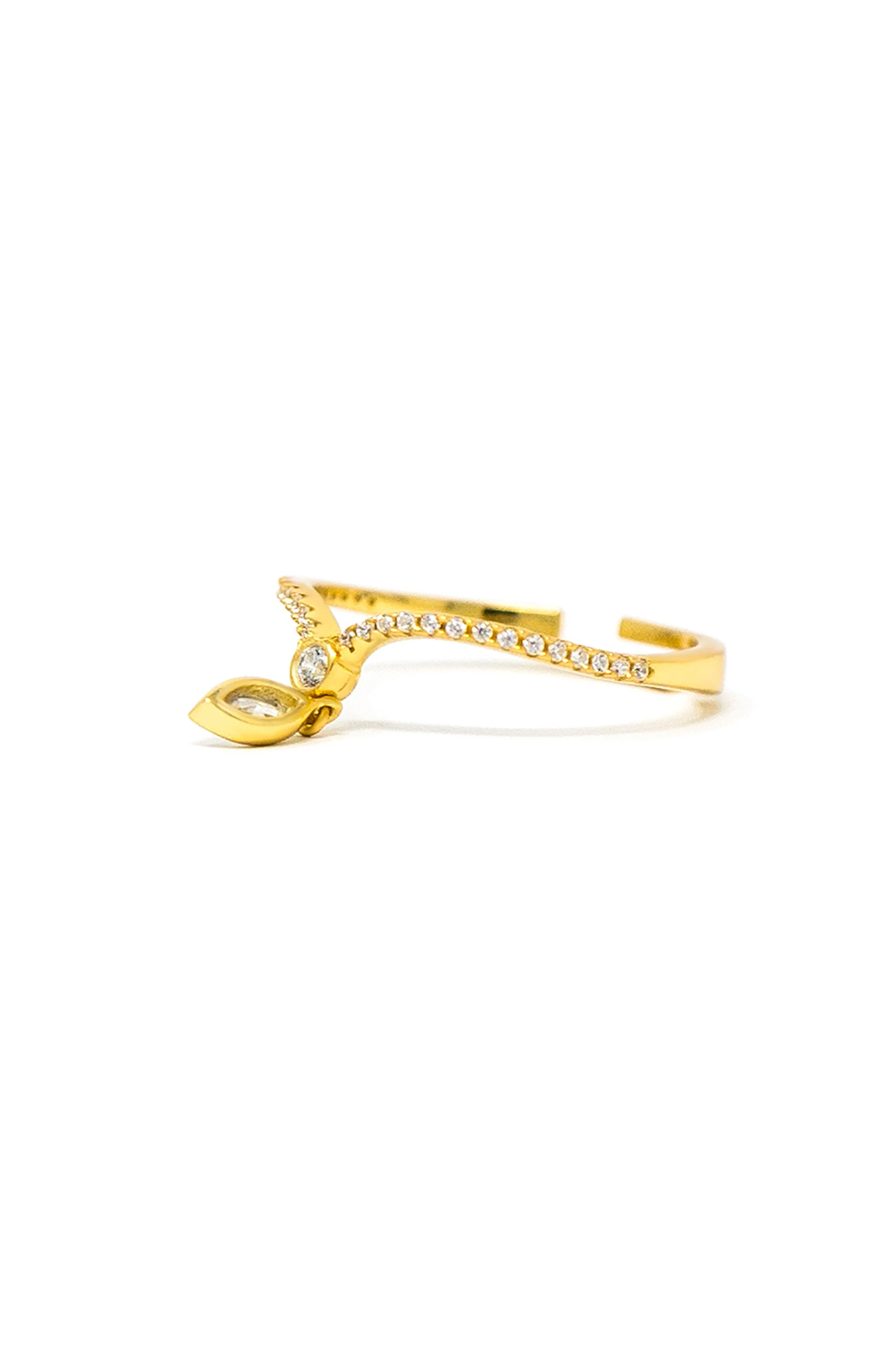 Elegantly Charming Gold Plated Sterling Silver Adjustable Ring