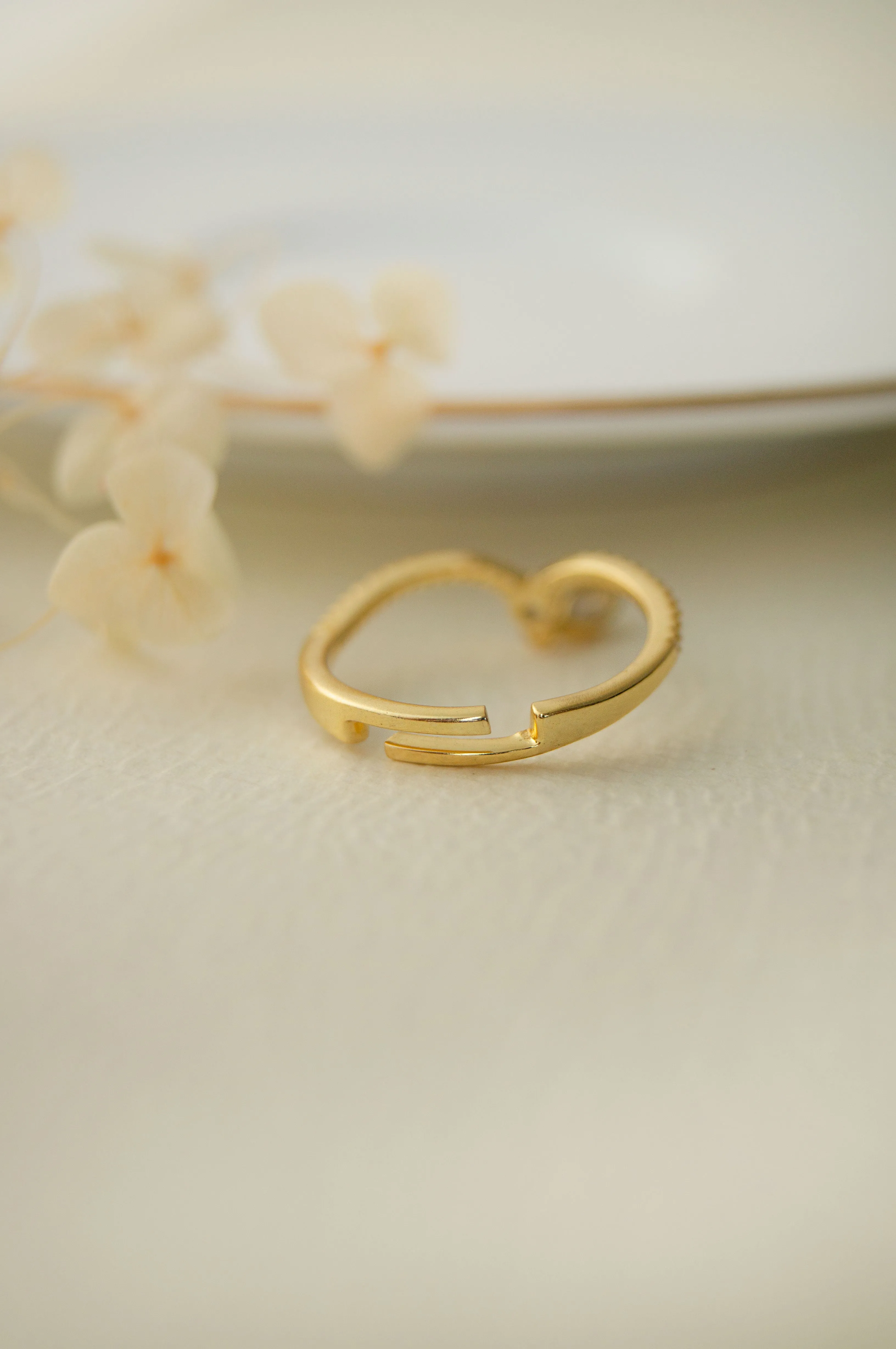 Elegantly Charming Gold Plated Sterling Silver Adjustable Ring