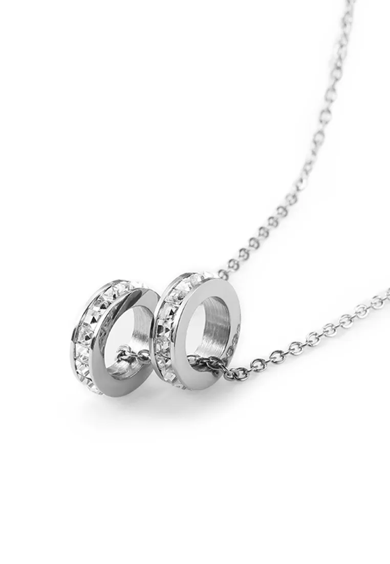 Eloise Zirconia Twin Rings Necklace