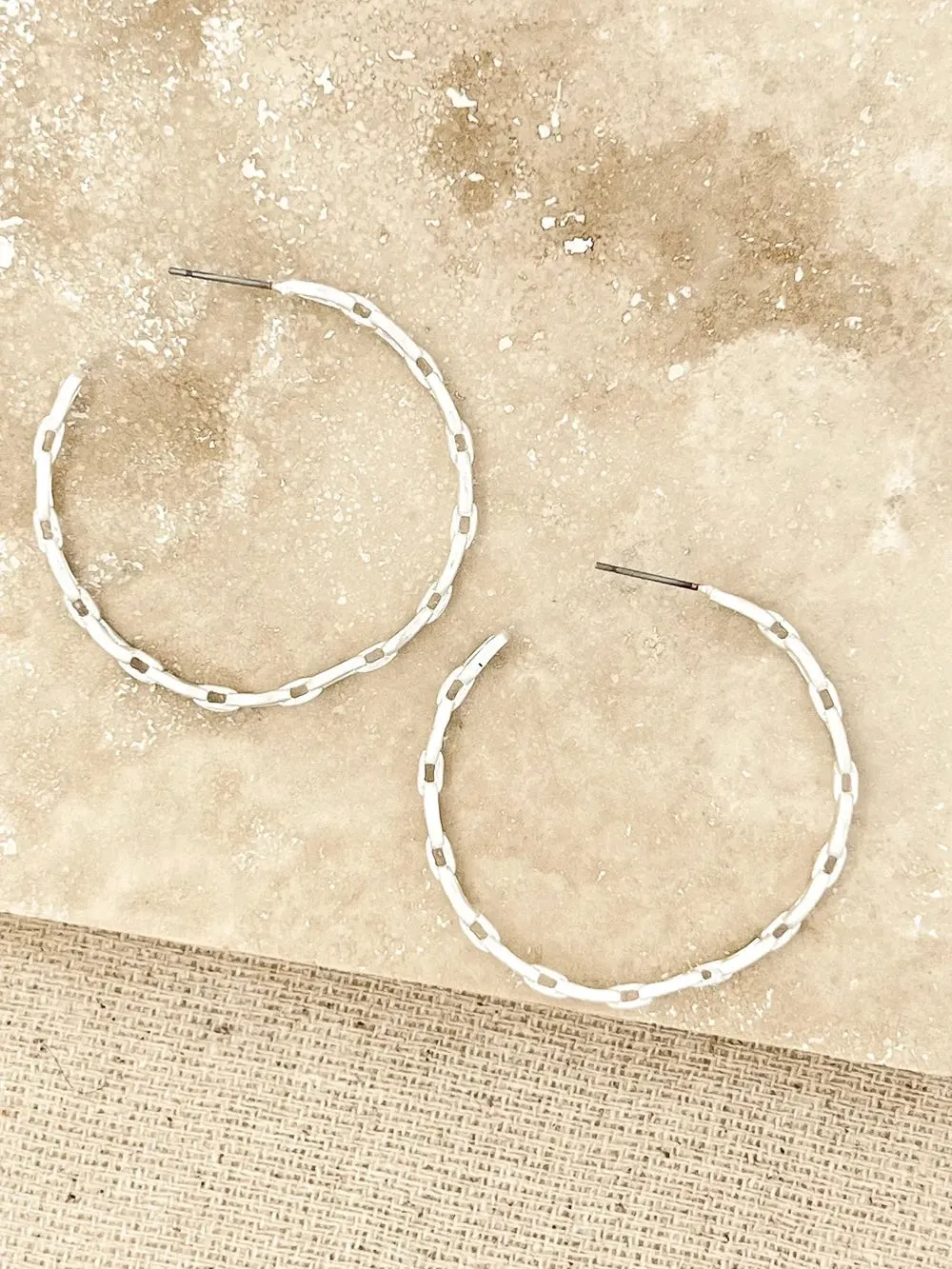 Envy Chain Link Hoop Earrings - Silver