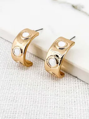 Envy Hoop Disc Earrings - Gold & Ivory