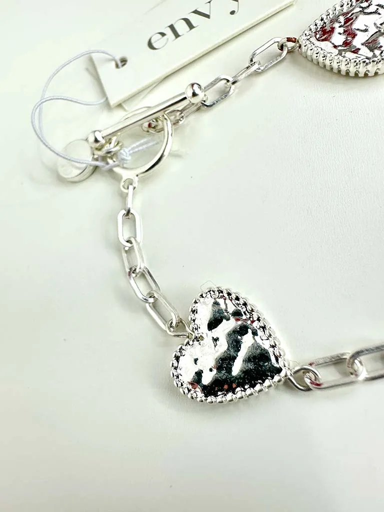 Envy Textured Heart Bracelet - Silver