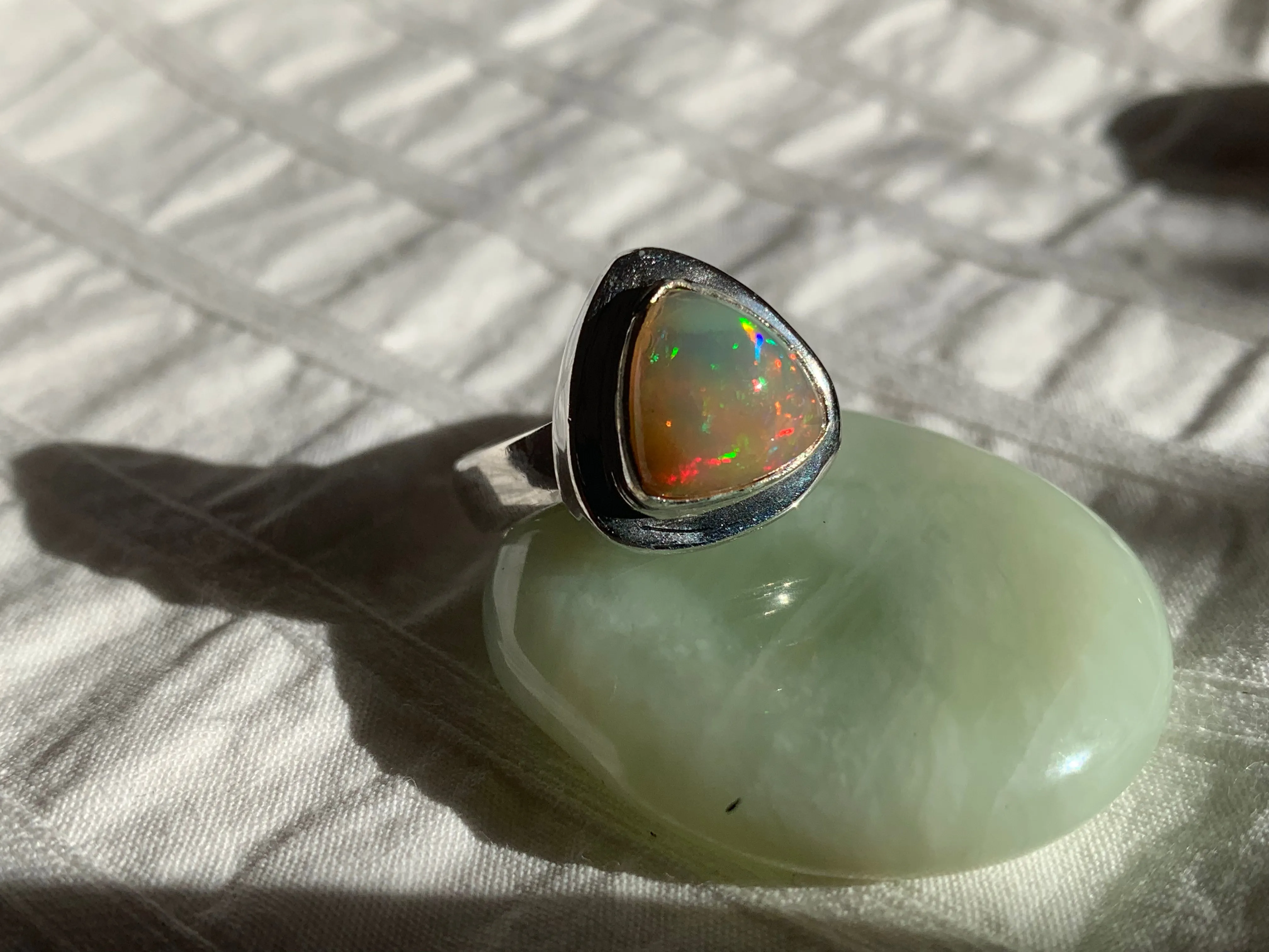 Ethiopian Welo Opal Ansley Ring - Triangle (US 9)