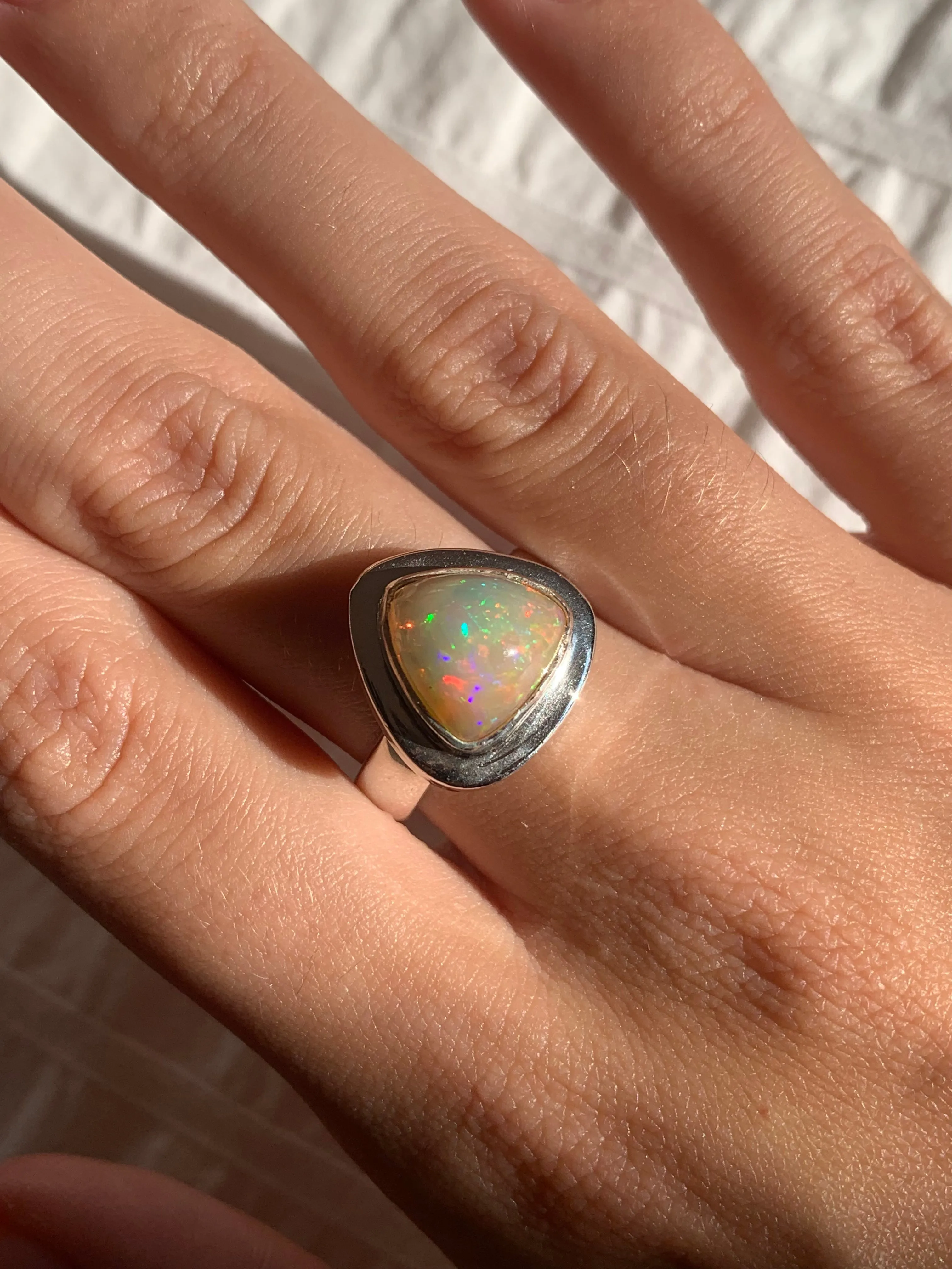 Ethiopian Welo Opal Ansley Ring - Triangle (US 9)