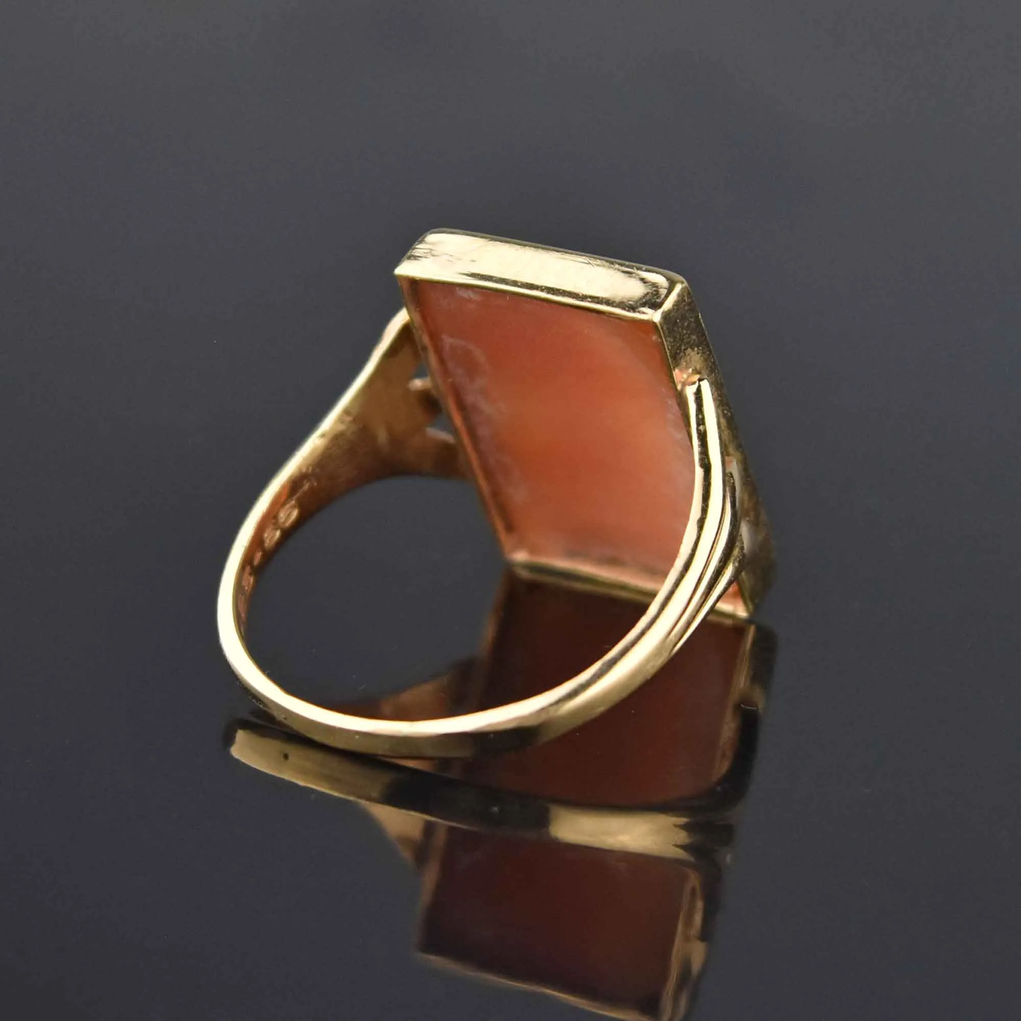 Finely Carved Cameo 14K Gold Mens Ring, Sz 10.25