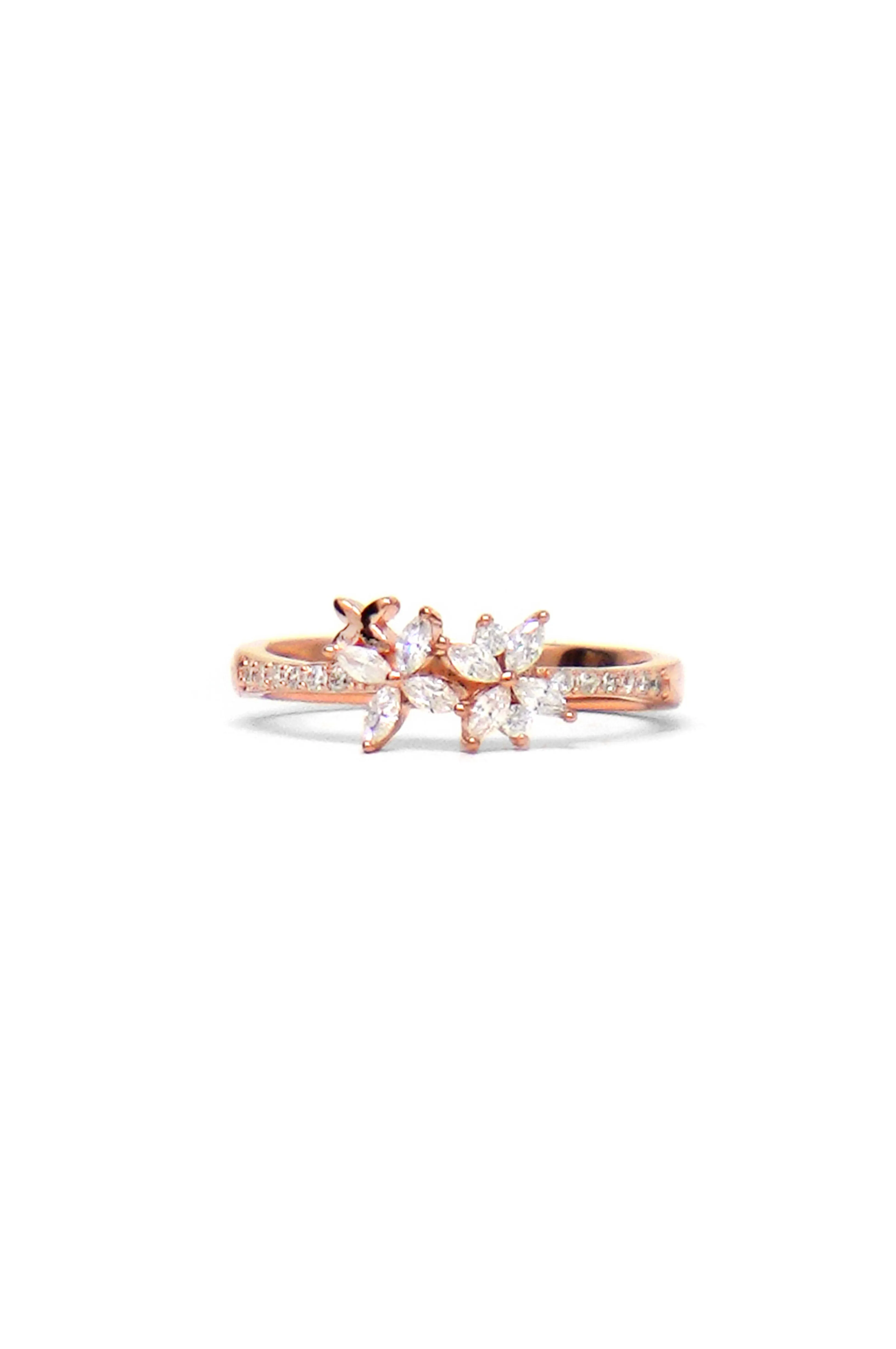 Floral Miracle Rose Gold Plated Sterling Silver Rings