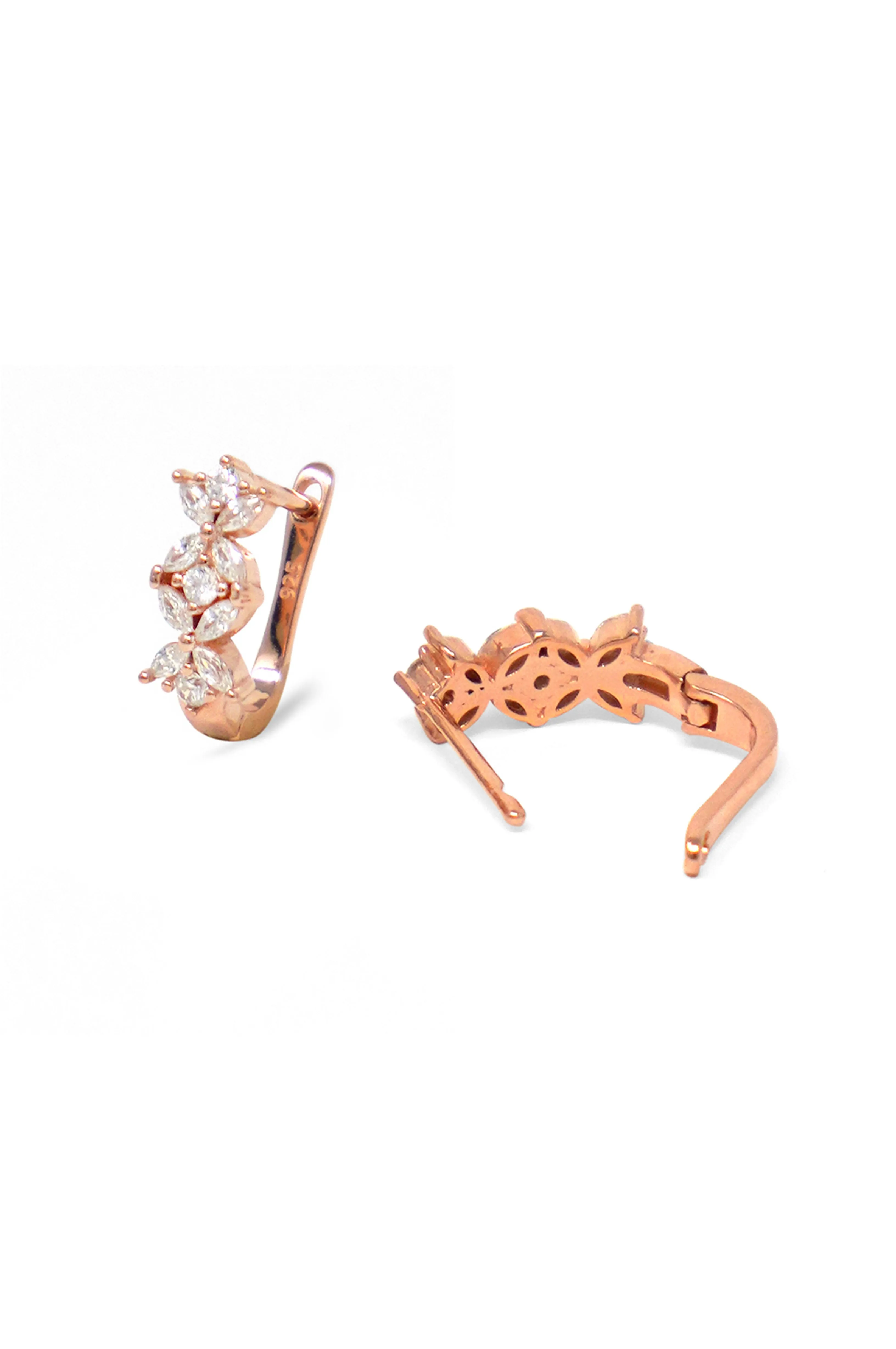 Flower Decoded Rose Gold Plated Sterling Silver Hoop Earrings