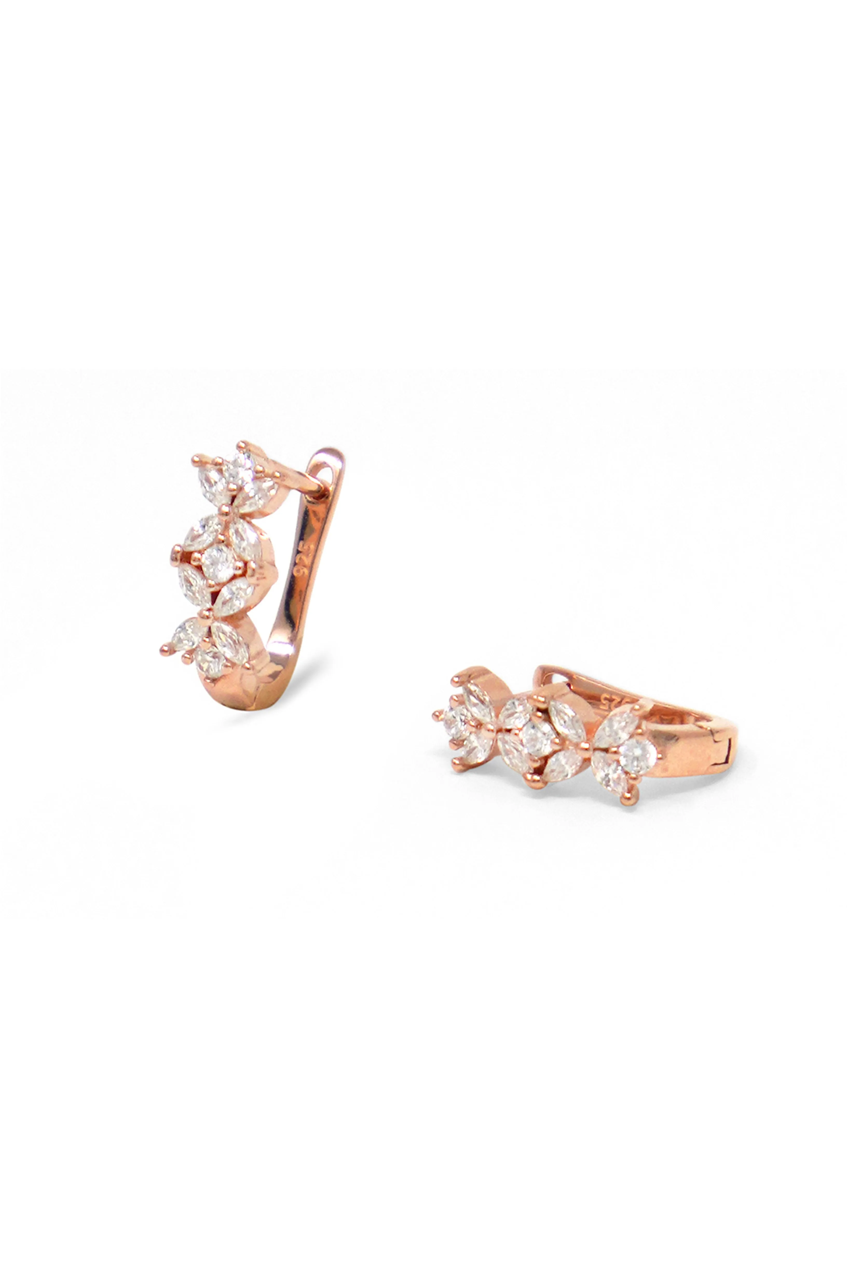 Flower Decoded Rose Gold Plated Sterling Silver Hoop Earrings