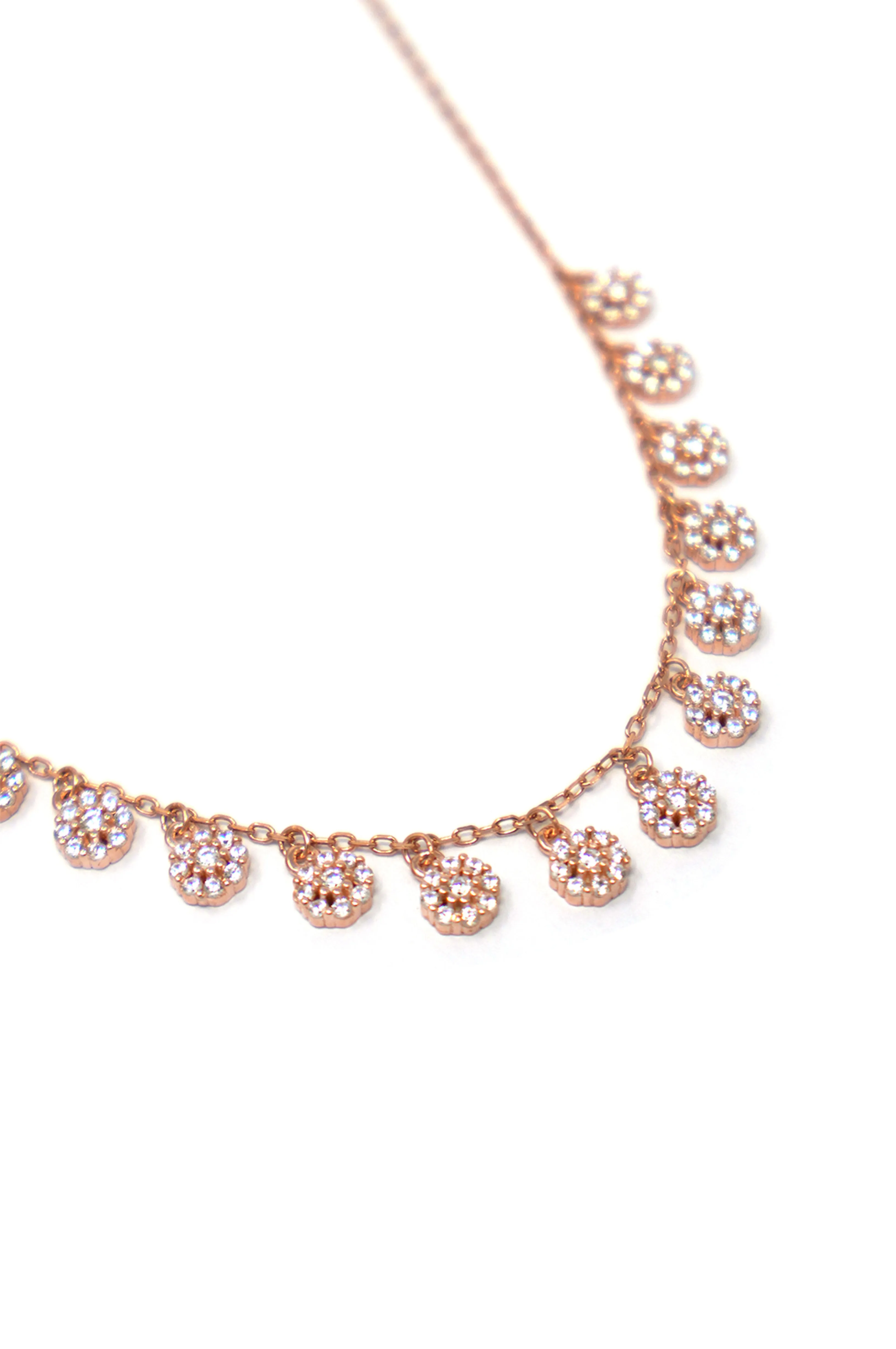 Flower Garland Rose Gold Plated Sterling Silver Chain Necklace