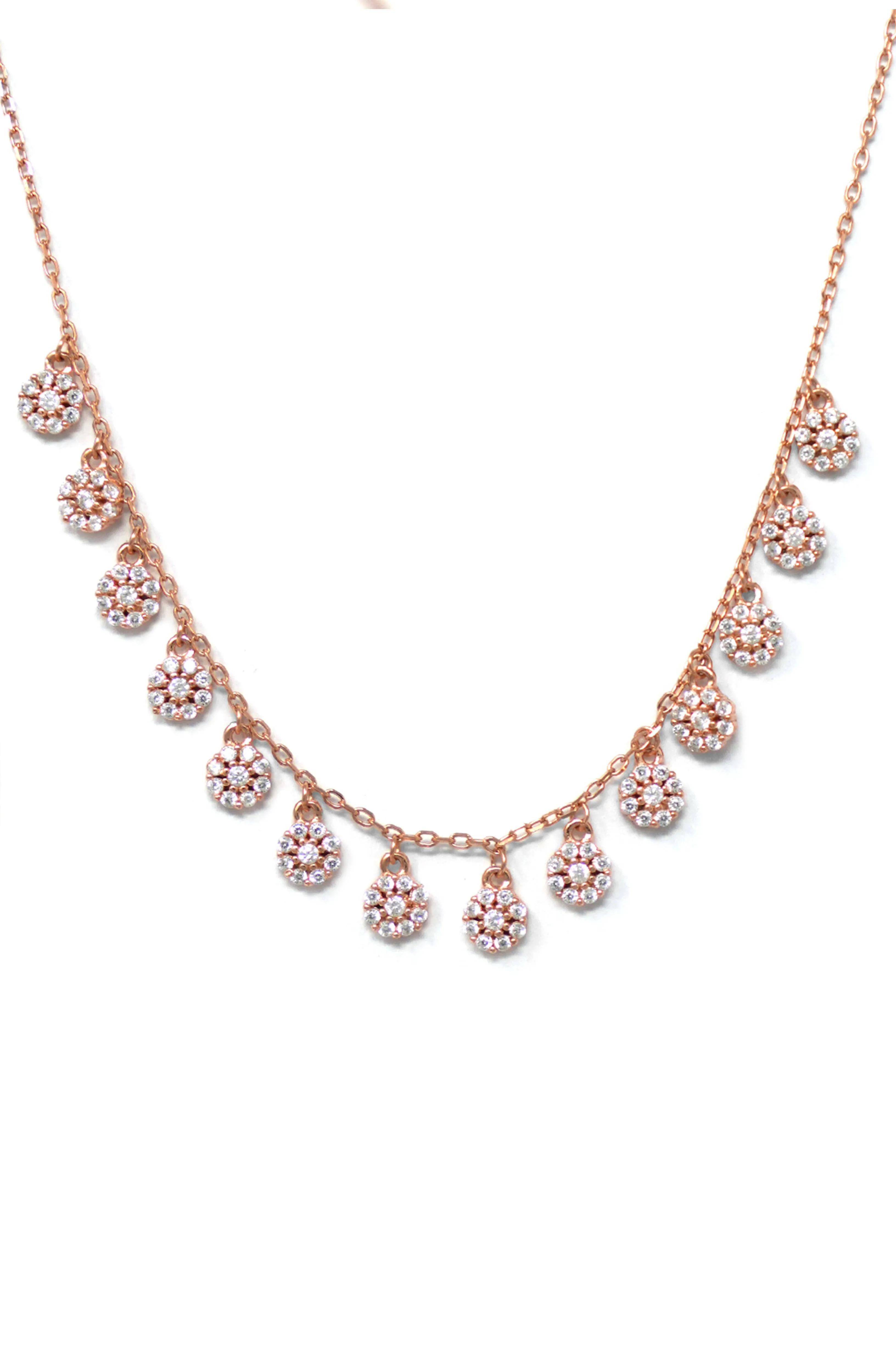 Flower Garland Rose Gold Plated Sterling Silver Chain Necklace