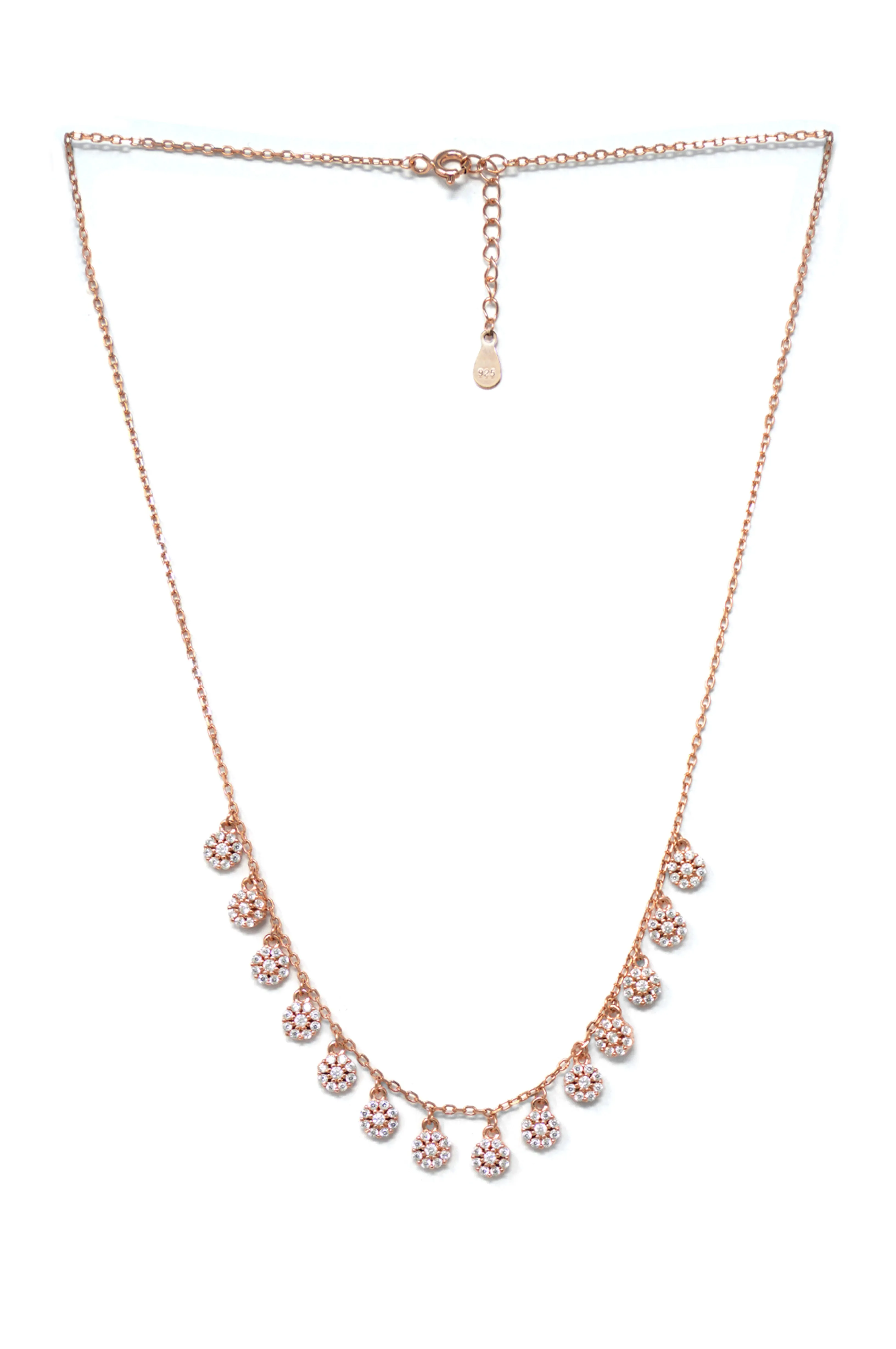 Flower Garland Rose Gold Plated Sterling Silver Chain Necklace