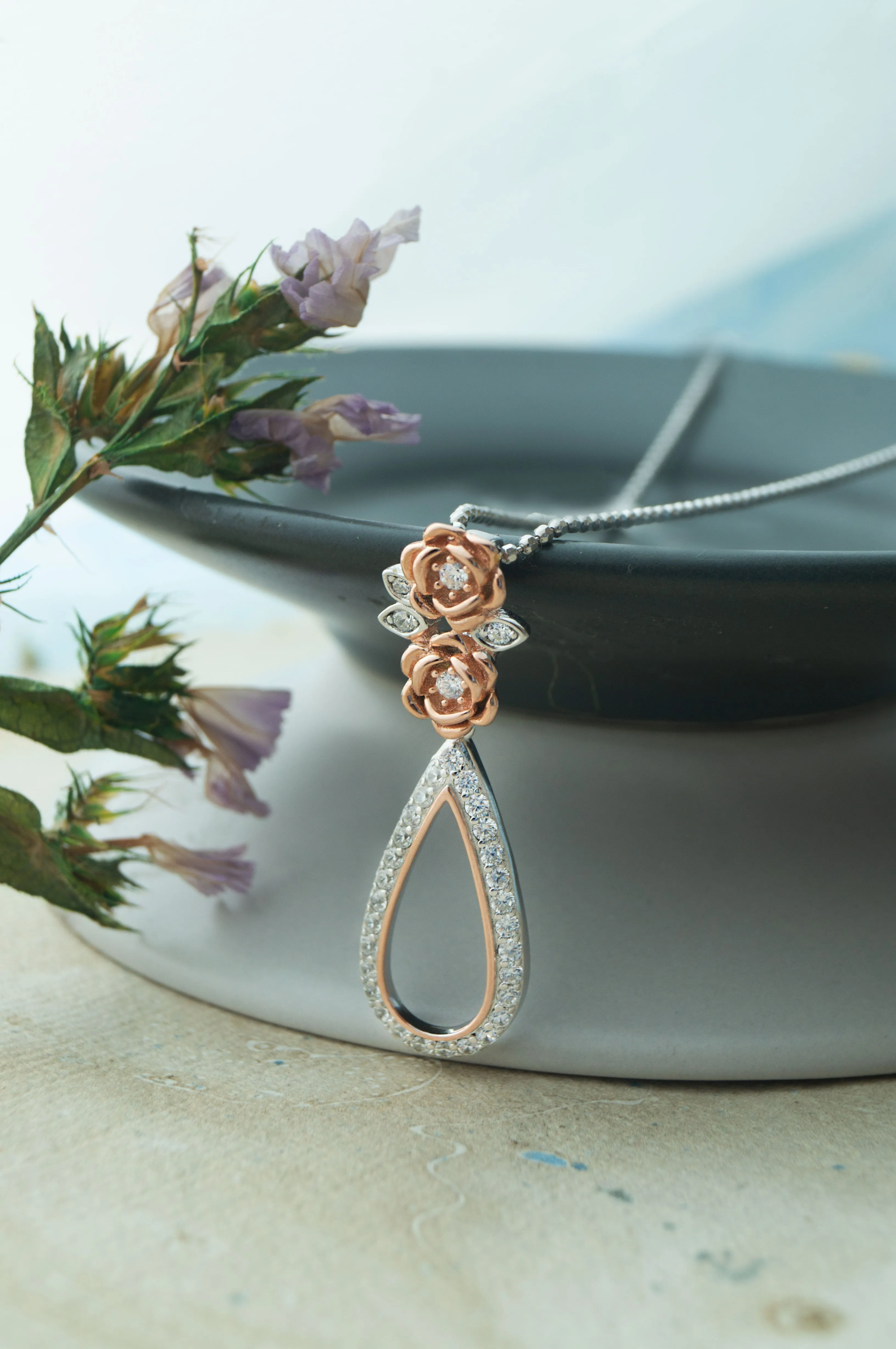 Garden Of Happiness Silver & Rose Gold Plated Sterling Silver Pendant