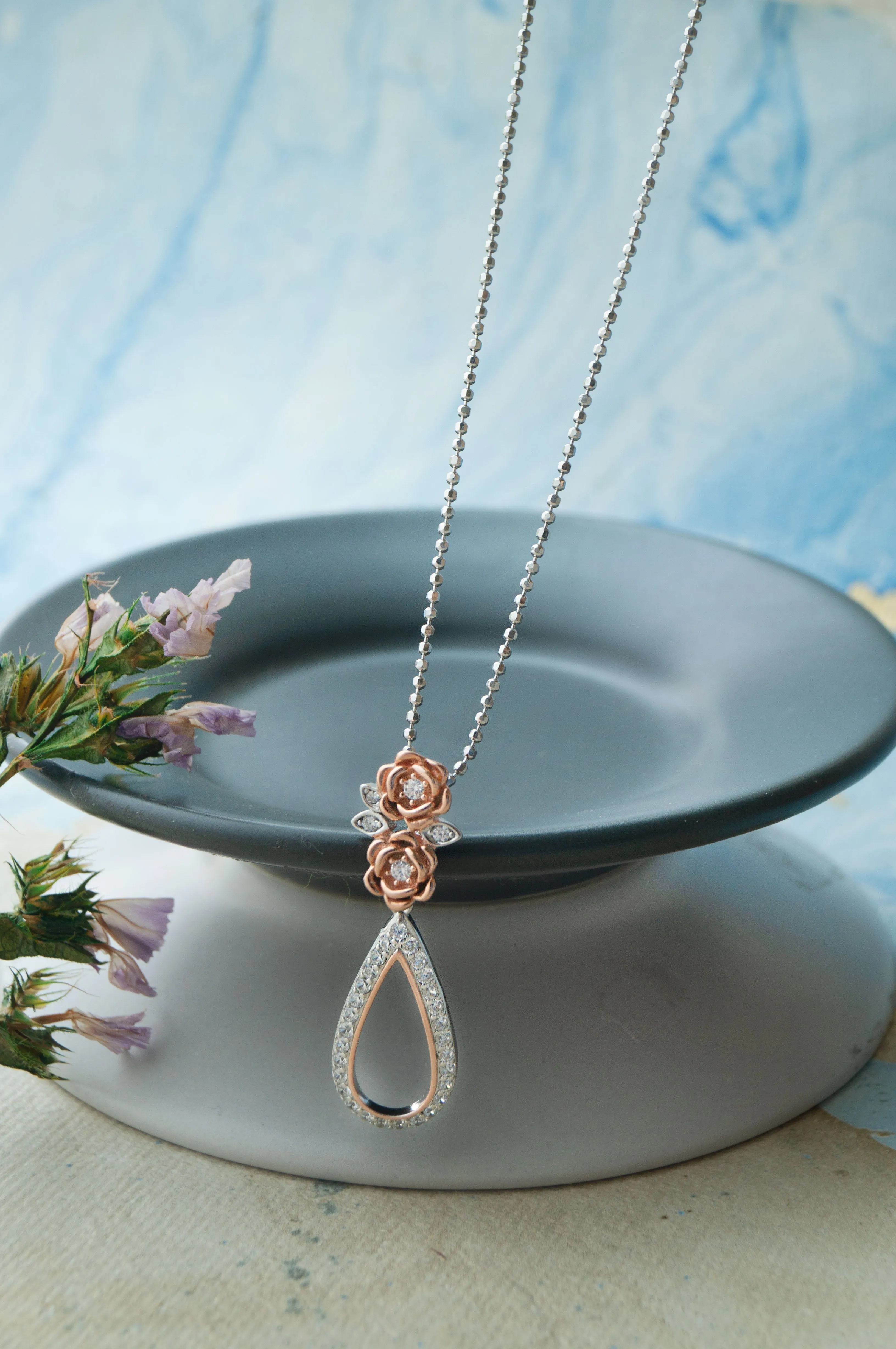 Garden Of Happiness Silver & Rose Gold Plated Sterling Silver Pendant