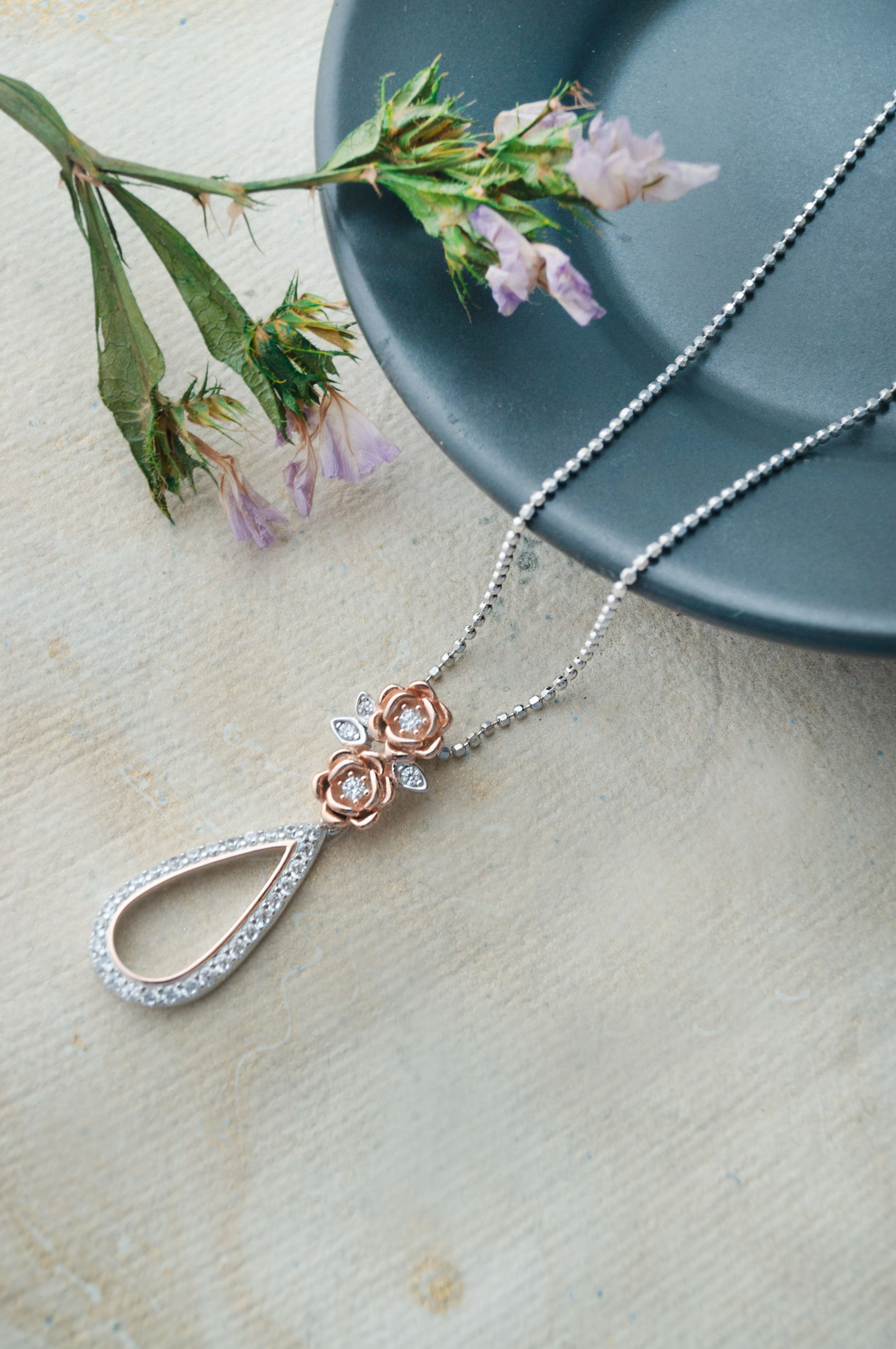 Garden Of Happiness Silver & Rose Gold Plated Sterling Silver Pendant