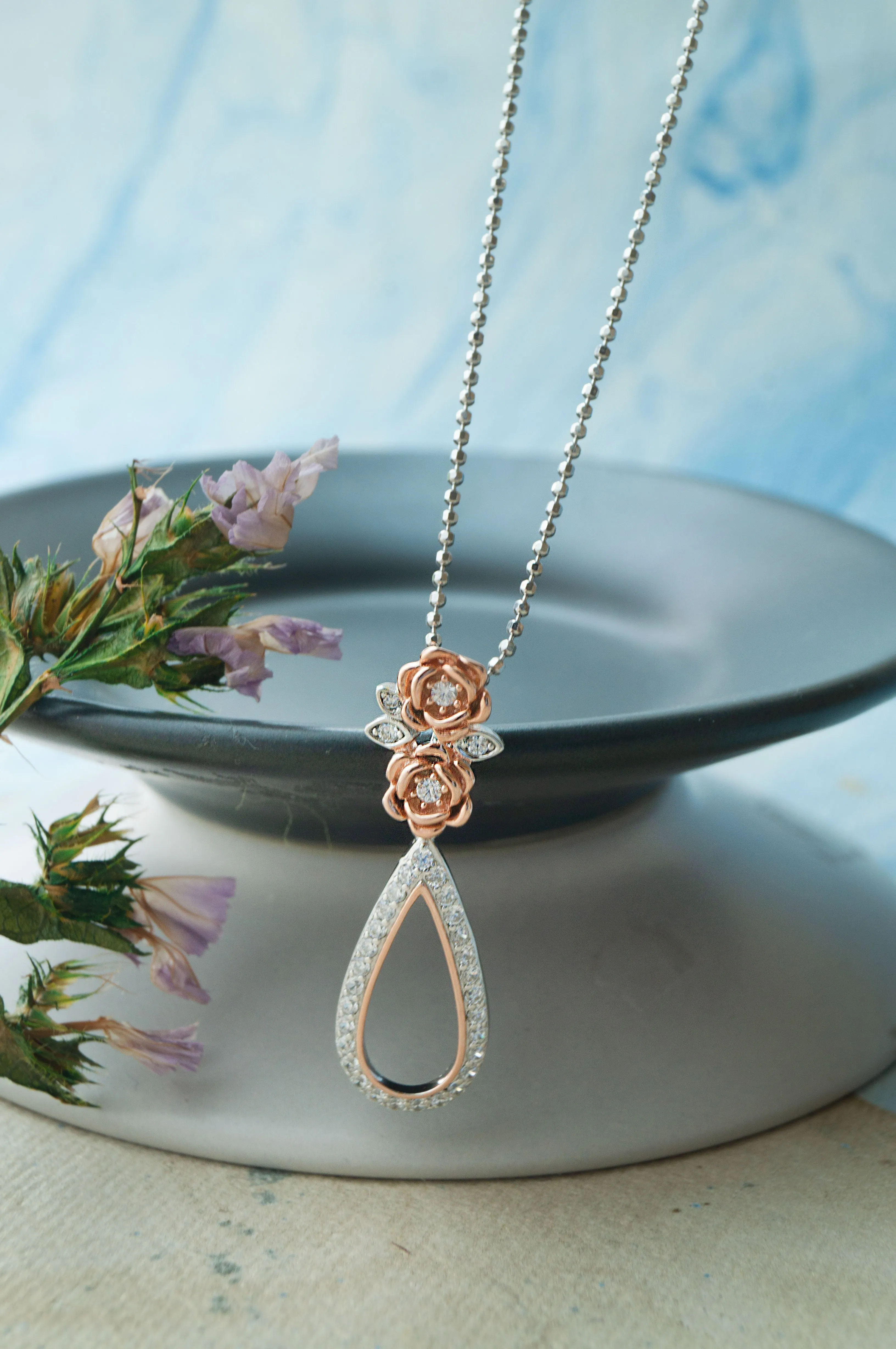 Garden Of Happiness Silver & Rose Gold Plated Sterling Silver Pendant