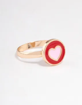 Gold Circled Heart Ring