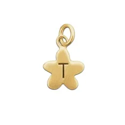 Gold Flower Initial Charm