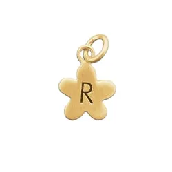 Gold Flower Initial Charm