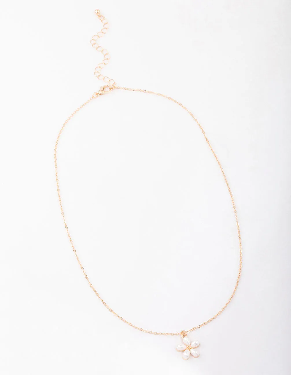 Gold Pearl Flower Short Necklace