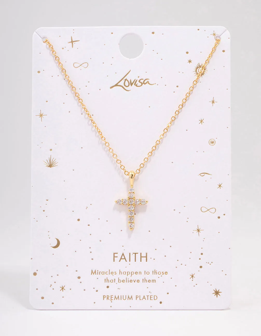 Gold Plated Crystal Cross Pendant Necklace