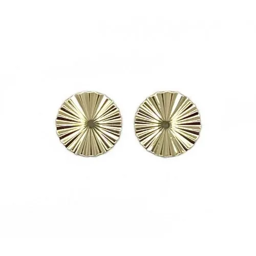 Gold Shiny Textured Round Stud Earrings