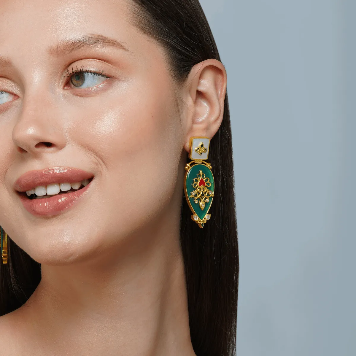 Gradnma's Treasure Green Onyx Statement Earrings