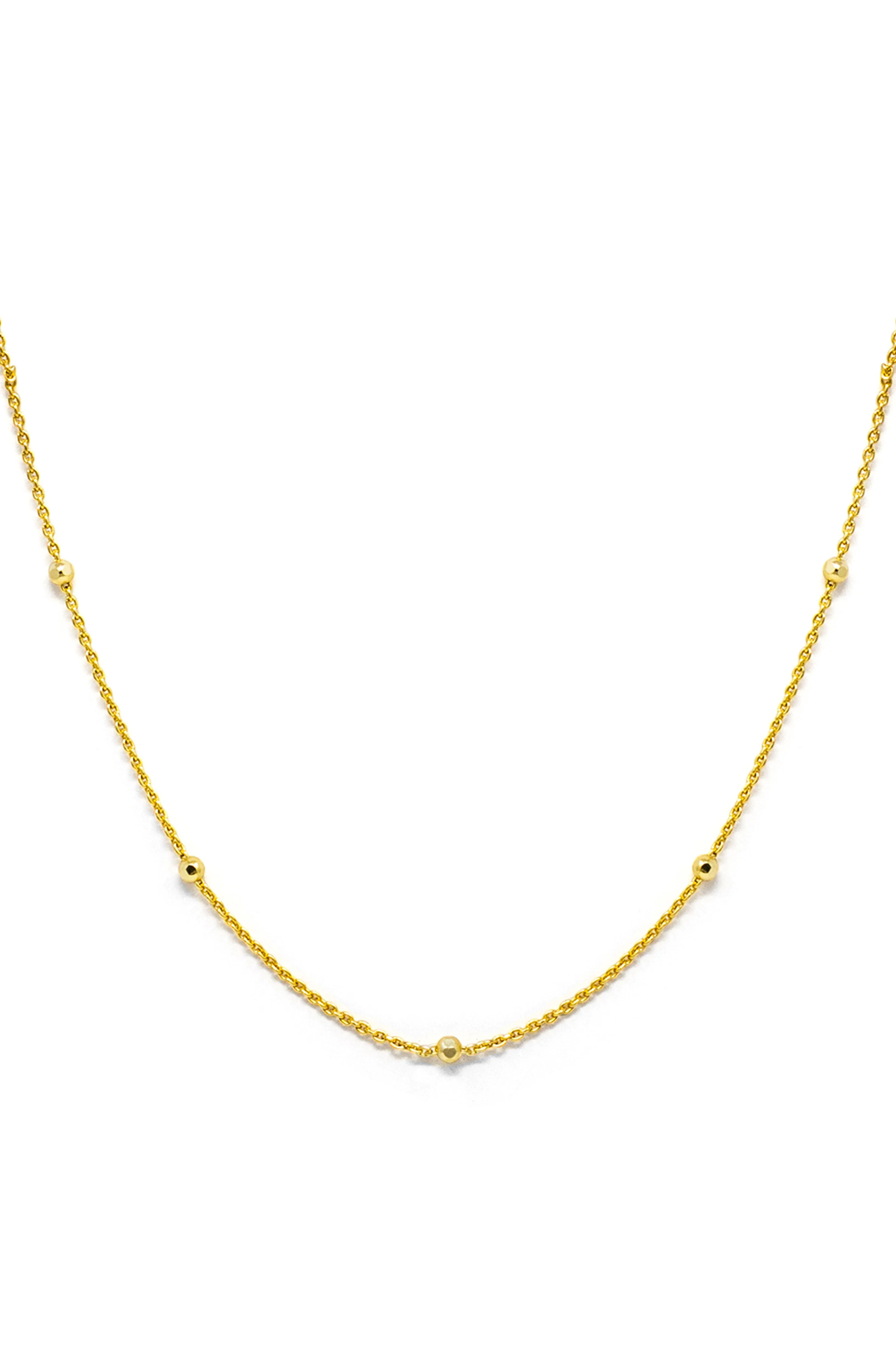 Granulated Station Rose Gold Plated Sterling Silver Chain