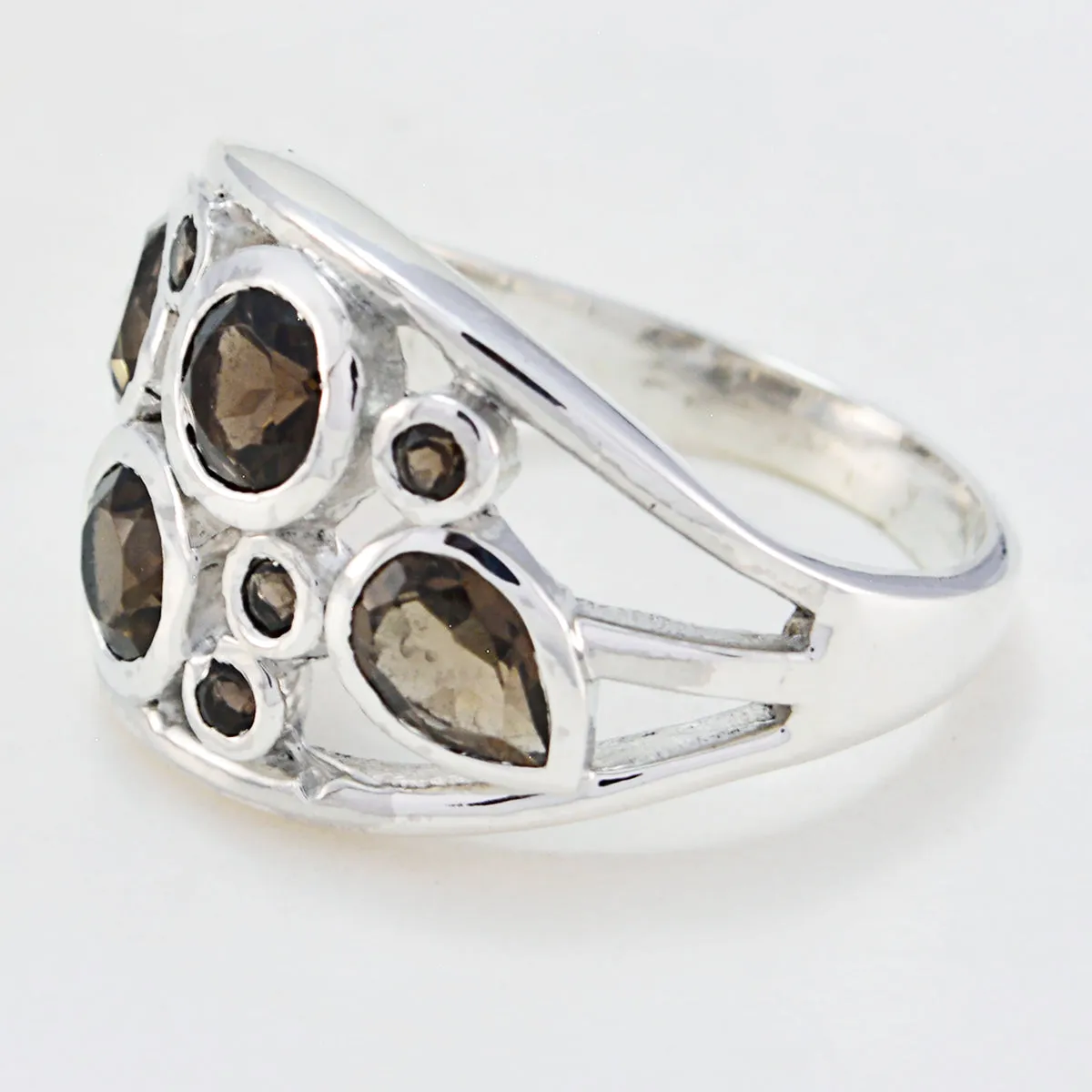 Handmade Gem Smoky Quartz Sterling Silver Ring Luxury Jewelry Brands