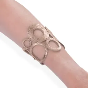 Handmade Leather Sparkling Rose Gold Rings Bracelet