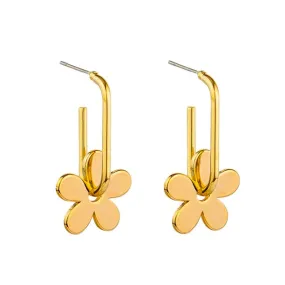 Hanging Flower Earrings Gold