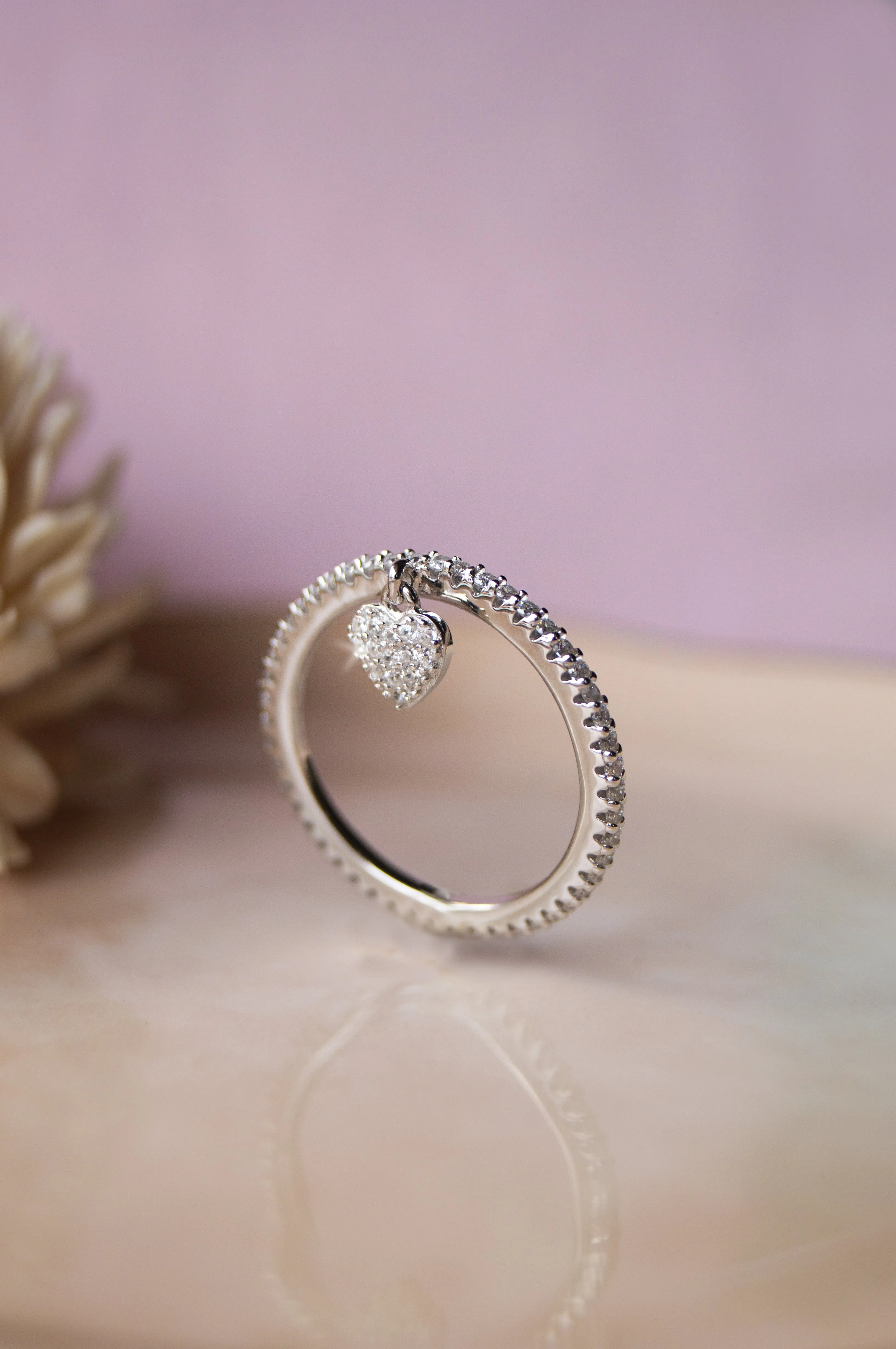 Heart Charm Sterling Silver Ring