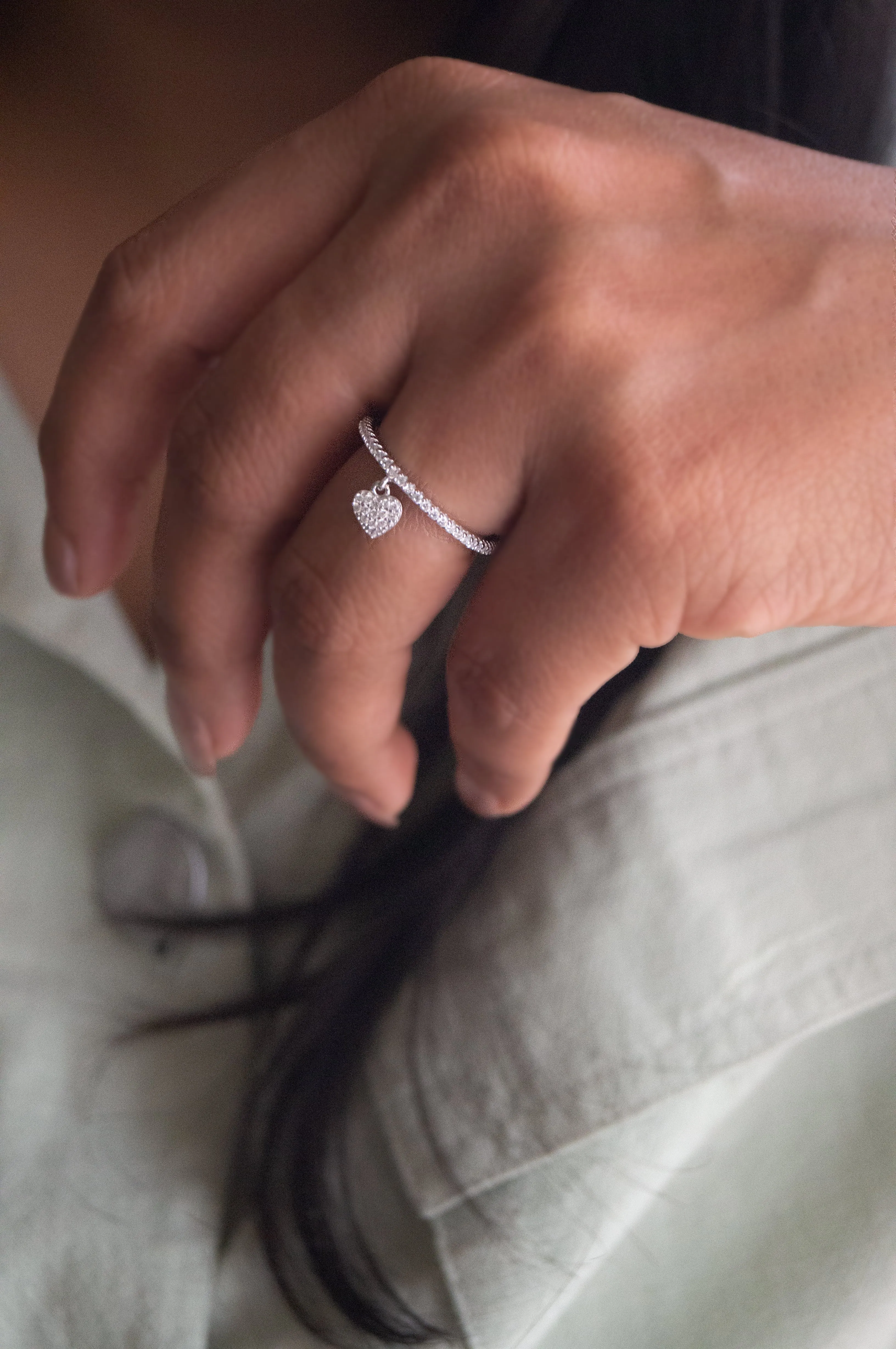 Heart Charm Sterling Silver Ring