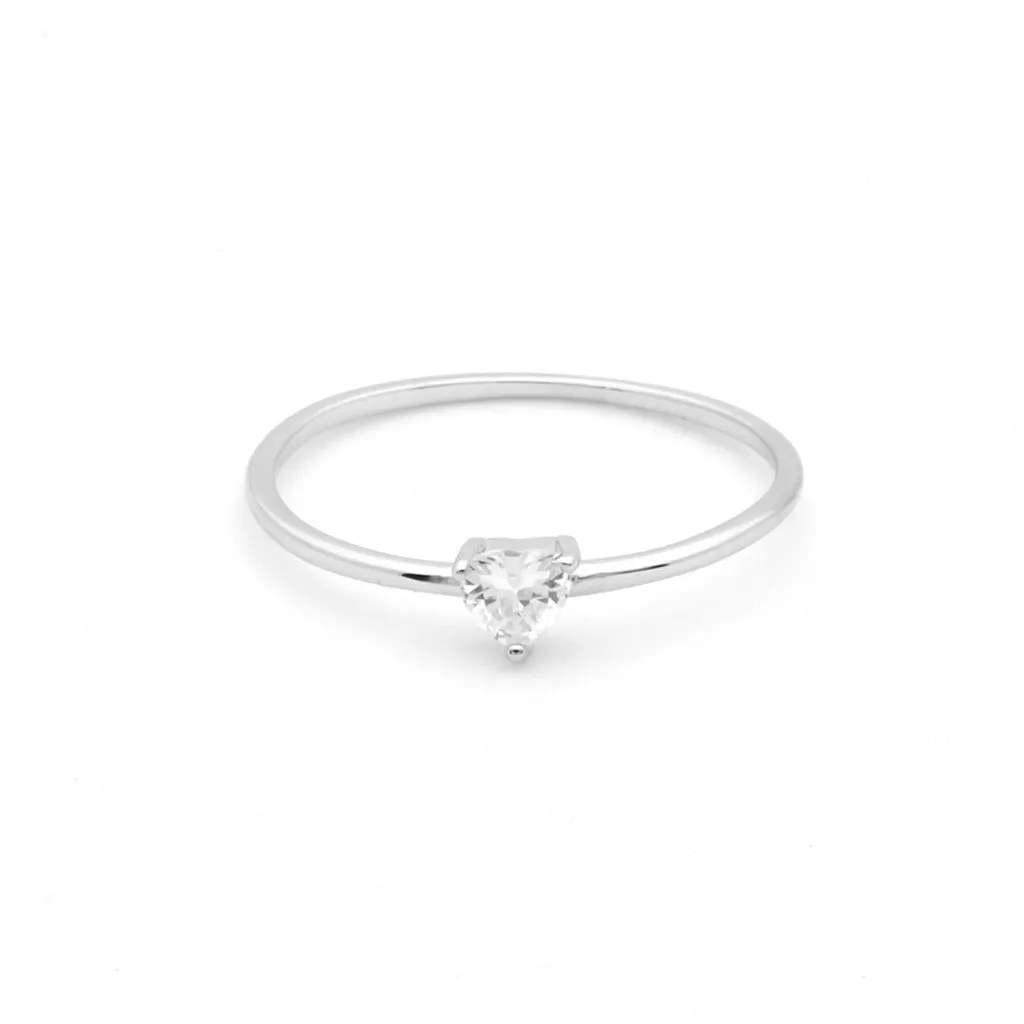 Heart Shaped CZ Sterling Silver Engagement Ring